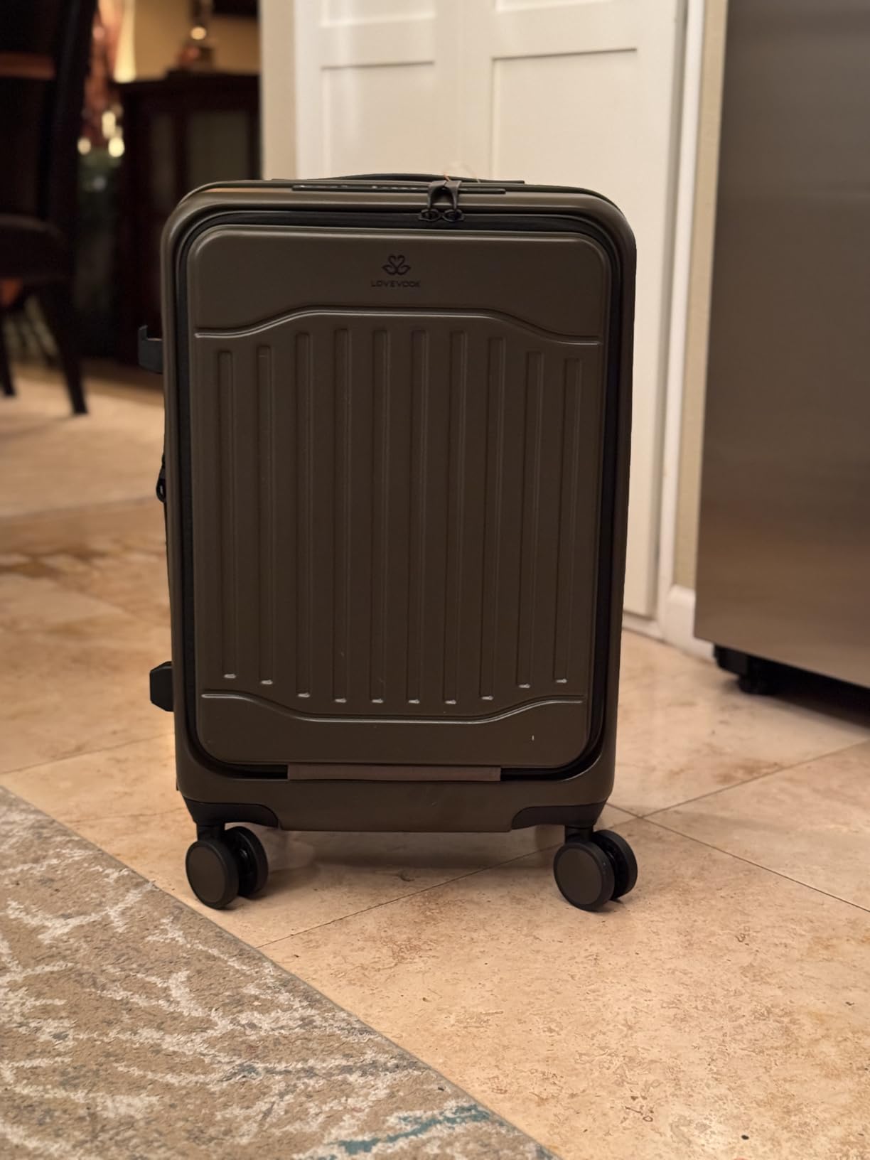 LOVEVOOK Carry On Luggage 22x14x9 Airline Approved, Expandable Hard Shell Suitcase with Spinner Wheels, USB Charging Port & Front Pocket, PC Hardside Rolling Luggage with TSA Lock for Travel, Beige customer photo 1
