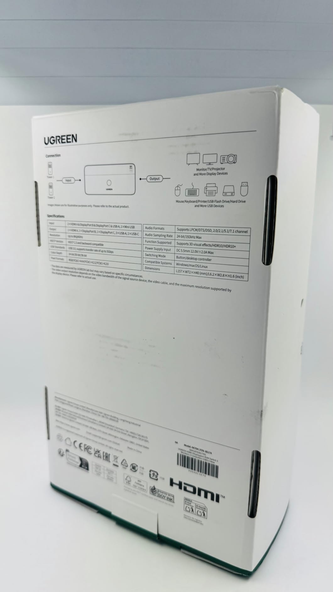 UGREEN 8K@60Hz HDMI Displayport KVM Switch 3 Monitors 2 Computers, Aluminum | 4K@240Hz, with 4 USB 3.0 Ports, for 2 Computers Share Triple Monitors, with 4 DP+2 HDMI+2 USB Cables/Power Adapter/Controller customer photo 1