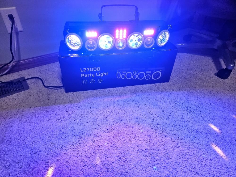 All-in-One DJ Light with Stand, Rotating Multi-Beam Effects | 50+ Laser Lights, 180 Wide-angle Bee-eye Effects, 63 RGBWA+UV Strobes, DMX512, Remote and Sound Activation for Club, Party customer photo 2