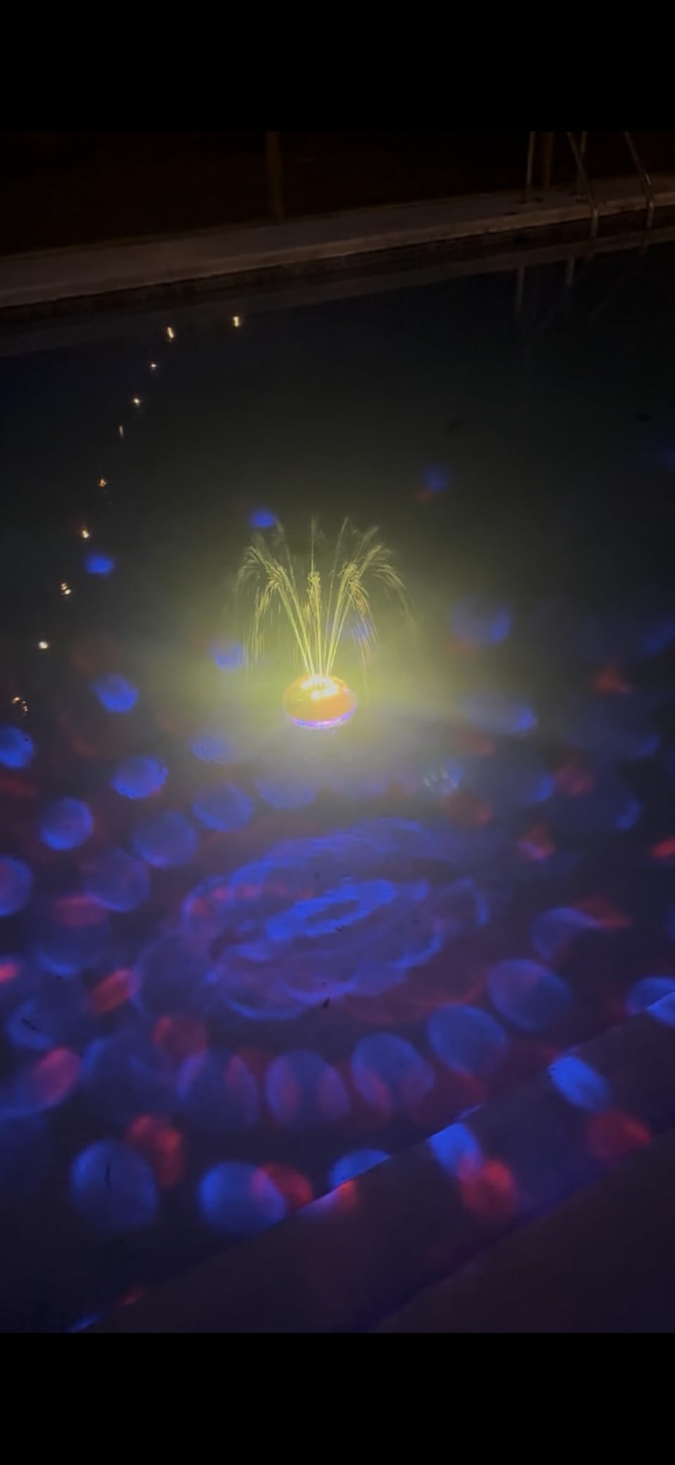 Luxfero 3 in 1 Floating Pool Water Fountain with Pool Speaker & Lights | RGB Lights, Rechargeable, Bluetooth 5.4, with Anchor, IP68 Waterproof, Type-C Charging, Hands-free Call customer photo 1