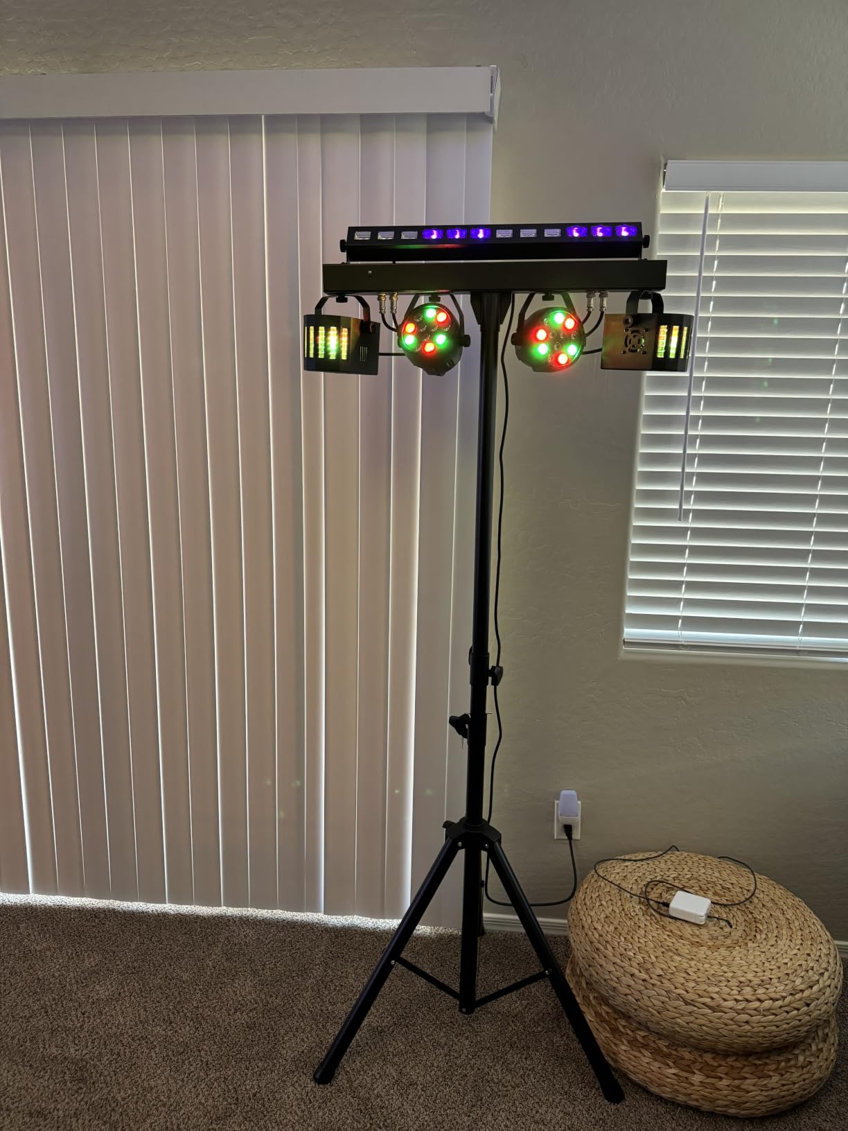 DJ Lights with Stand for Party | All-in-One LED Stage Lighting System for Weddings Club Gig Bar Band Disco Booth Live Show Events | Sound Activated & DMX512 | Portable 7FT Tripod customer photo 2