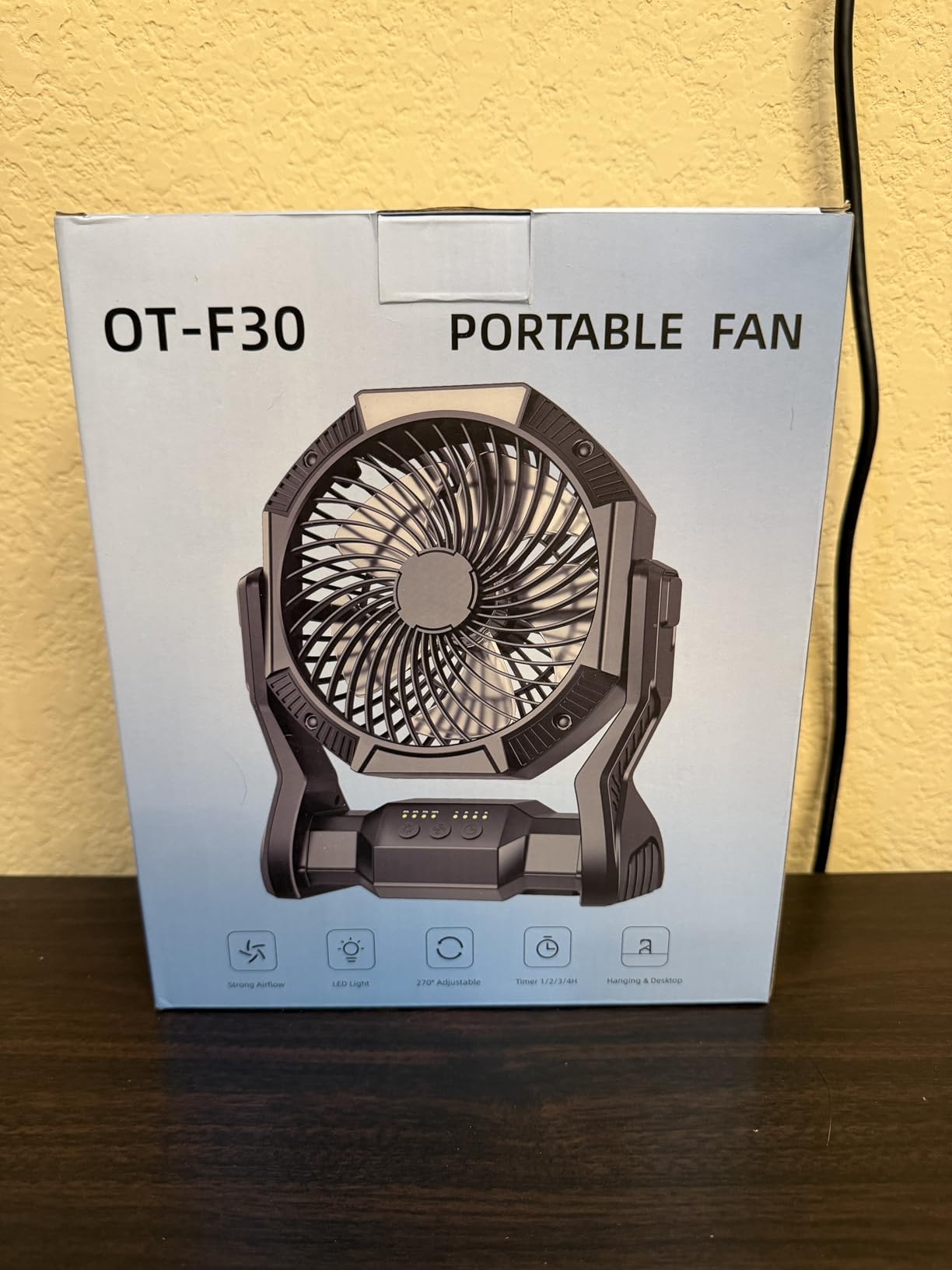 Portable Rechargeable Fan, 20000mAh Battery Powered Camping Fan with LED Light & Hook, 270° Adjustable, 4-Speed, 4H Timer Camping Essentials for Outdoor Tent Travel BBQ Car, Gifts for Men Dad customer photo 2