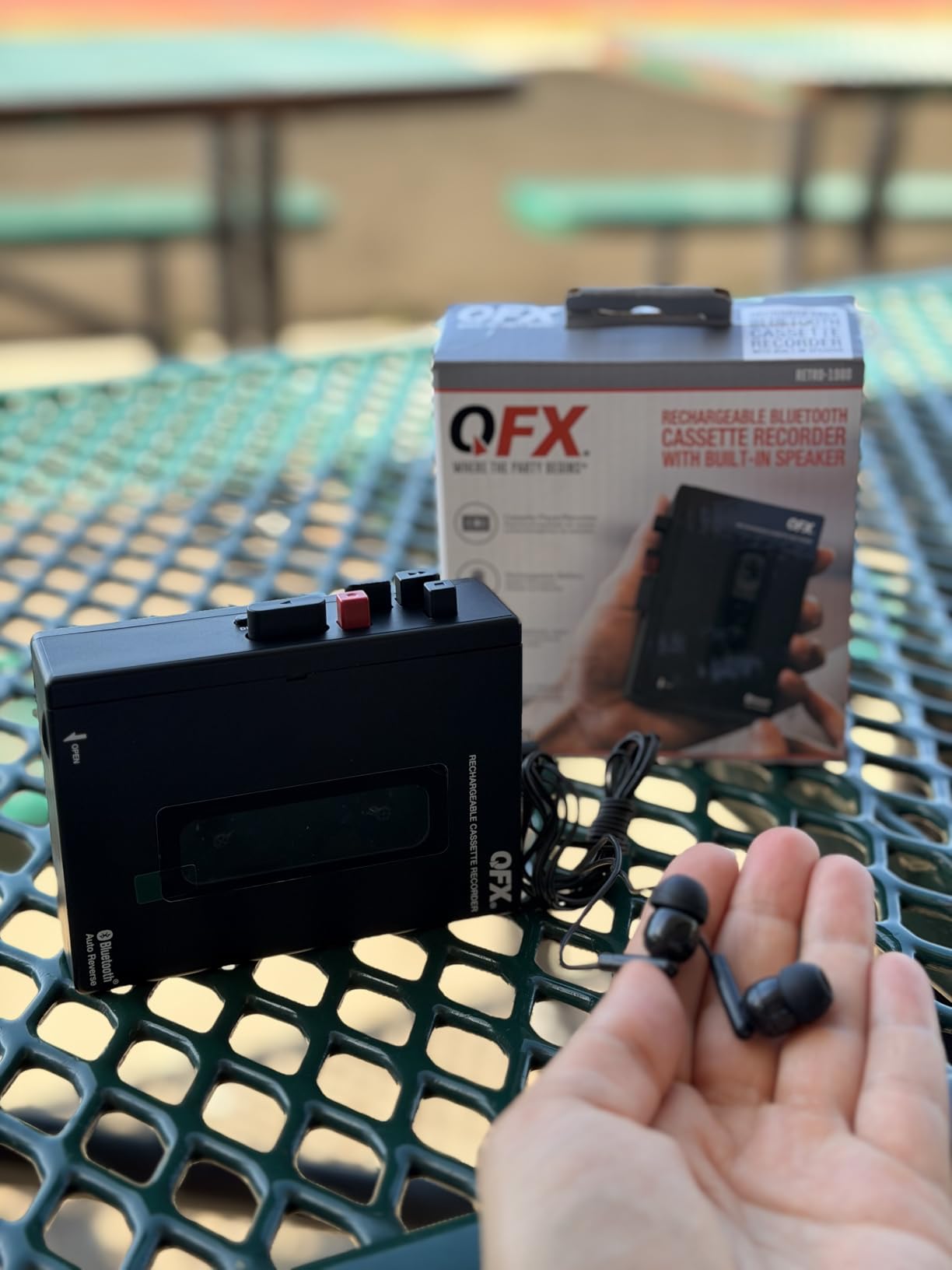 QFX Portable Bluetooth Cassette Tape Player Recorder, RETRO-1980 | Auto Reverse, USB-C Rechargeable, Built-In Speaker and Microphone, Stereo Earbuds Included customer photo 1