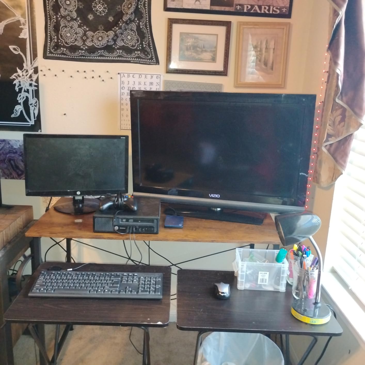 Casaottima 40 Inch Small Computer Desk for Home Office, Study Writing Table for Small Spaces, Simple Modern Desk with Headphone Hooks, Vintage customer photo 2