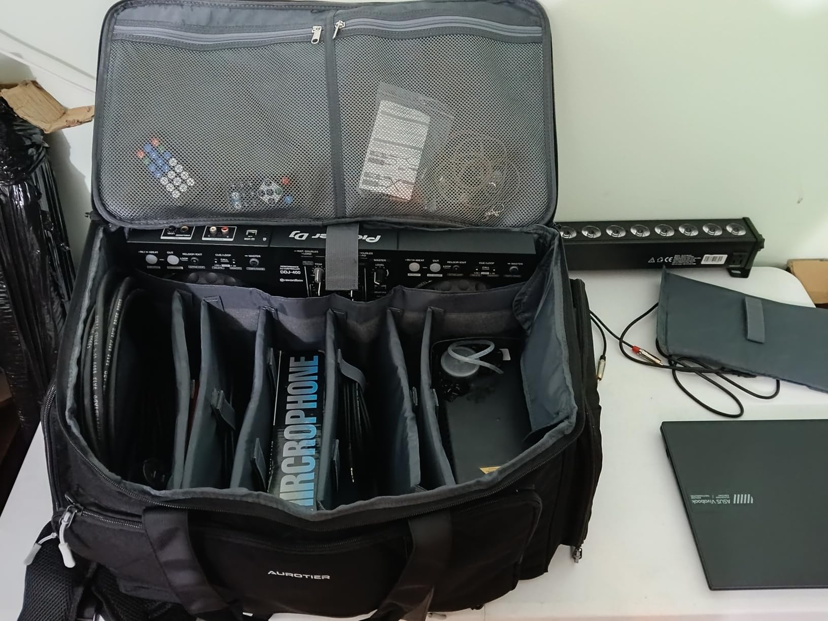 Large DJ Cable Organizer Bag, Padded Gig Bag with 8 Detachable Divider, Travel DJ Mixer Backpack for Musicians customer photo 1