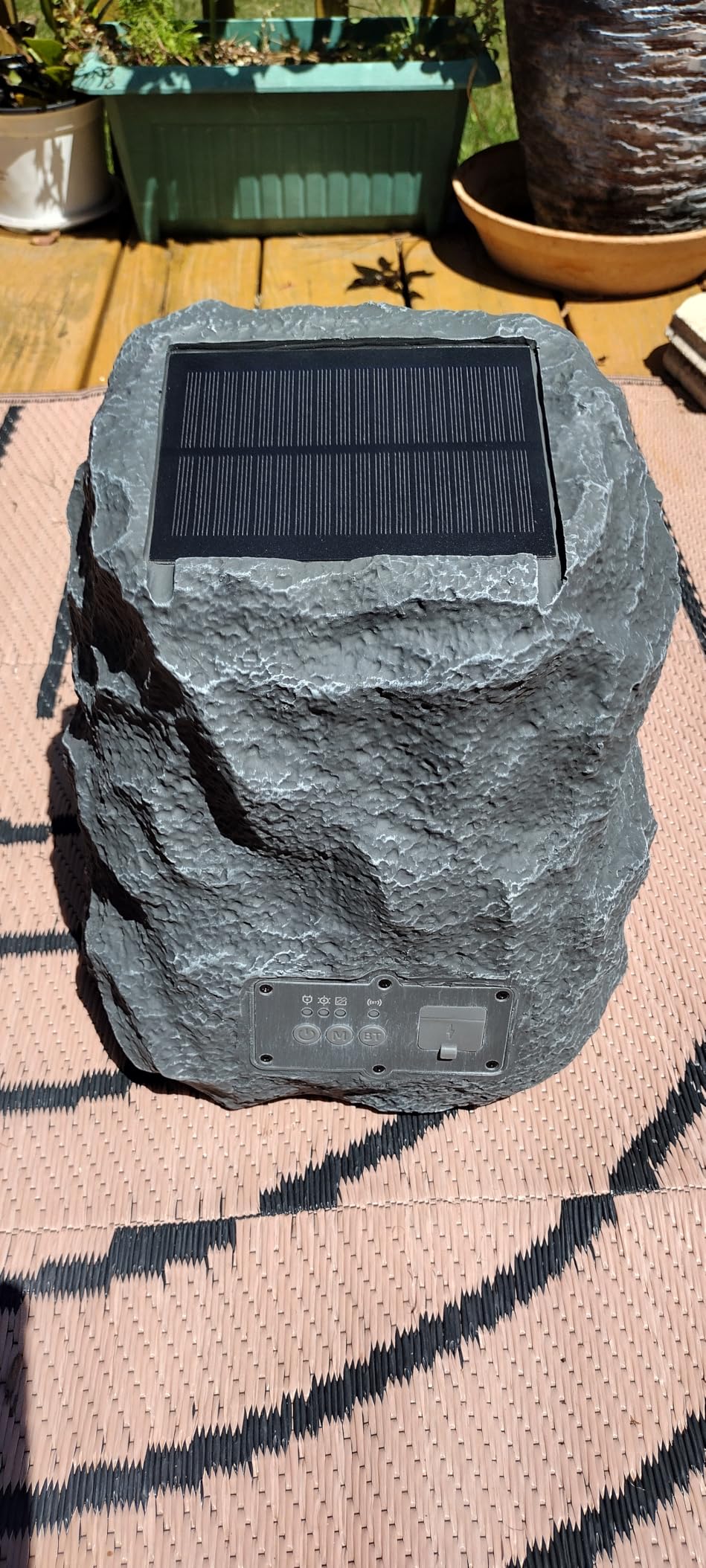 BlitzRock 2026 Upgraded Outdoor Rock Speakers 30W(60W Paired) Hi-Fi Sound, Multi-Sync up to 100Pcs, Remote Control, Waterproof Solar-Powered for Patio Garden Backyard Pool Party, 2 Packs customer photo 1