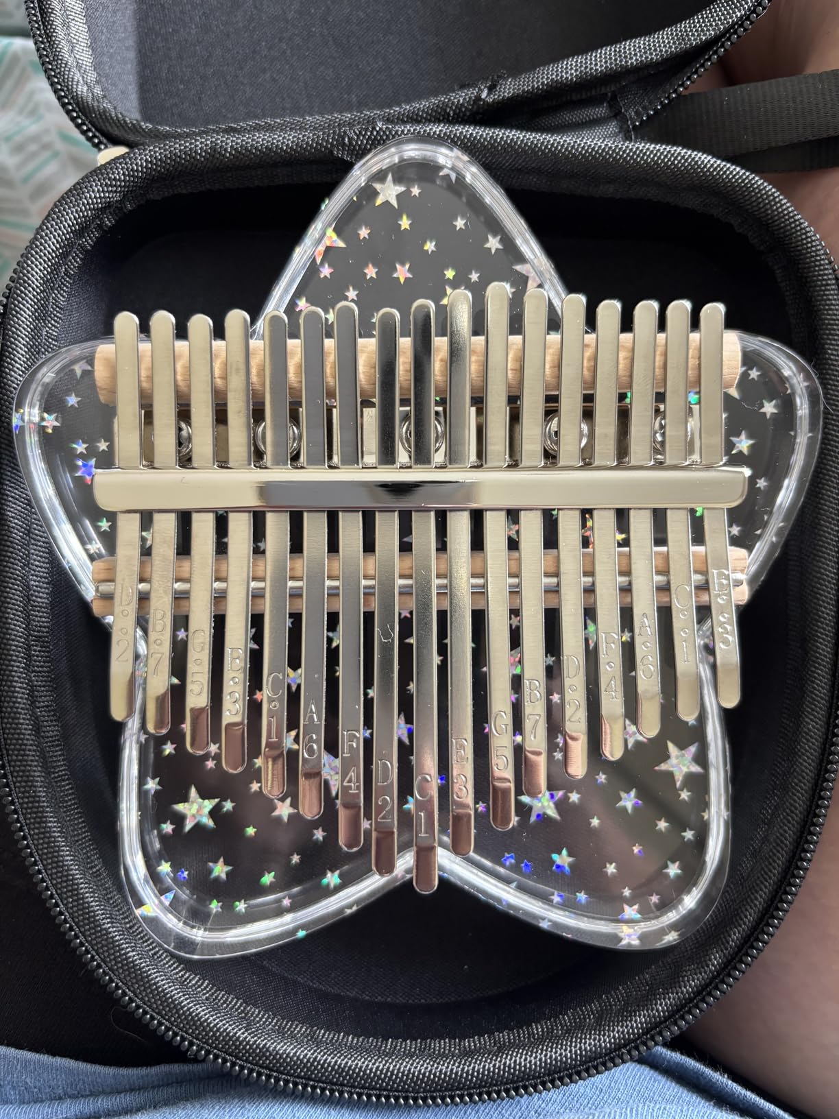 Rainbow Star Acrylic Kalimba 17 Key Thumb Piano, Portable Mbira Finger Piano with EVA Protective Case, Tuning Hammer, Study Instruction, Musical Gift for Adults Beginners customer photo 2