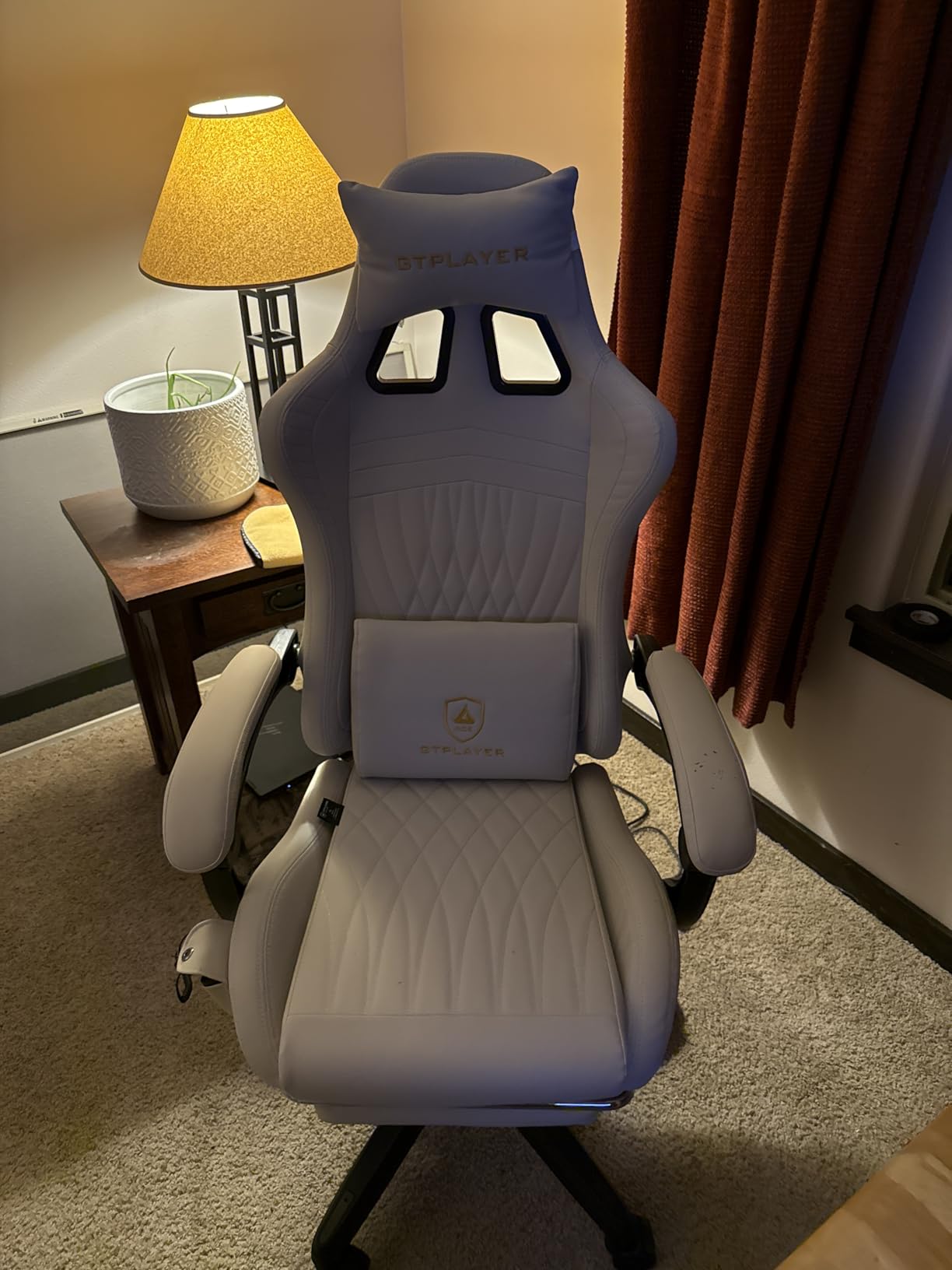 GTPLAYER ACE-PRO Music Gaming Chairs - Built-in Speakers, App Support & Bluetooth Control, Computer Game Chairs with Footrest for Adults, Ergonomic, Reclining, Linkage Armrest, BK-RD Stitch customer photo 1