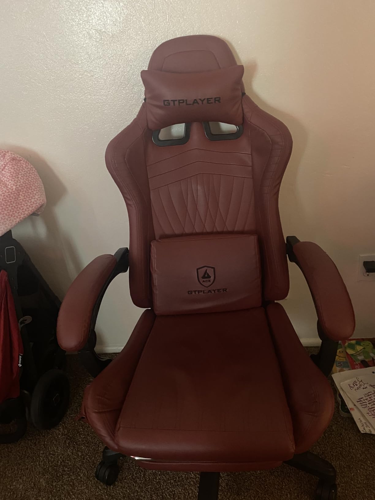 GTPLAYER ACE-PRO Music Gaming Chairs - Built-in Speakers, App Support & Bluetooth Control, Computer Game Chairs with Footrest for Adults, Ergonomic, Reclining, Linkage Armrest, BK-RD Stitch customer photo 2