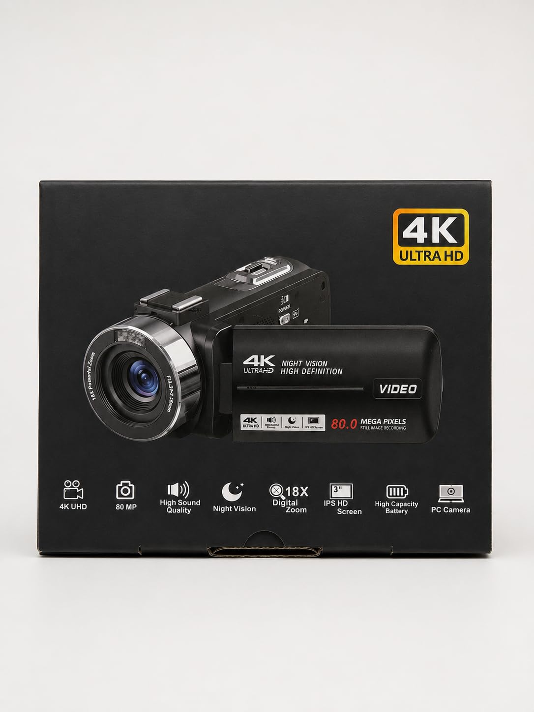 Camcorder Video Camera 4K 80MP 30FPS Vlogging for YouTube Autofocus | IR Night Vision, 18X Digital Zoom, 3.0 IPS Screen Recorder with 32GB SD Card, 2 Batteries, Stabilizer and Remote Control customer photo 1