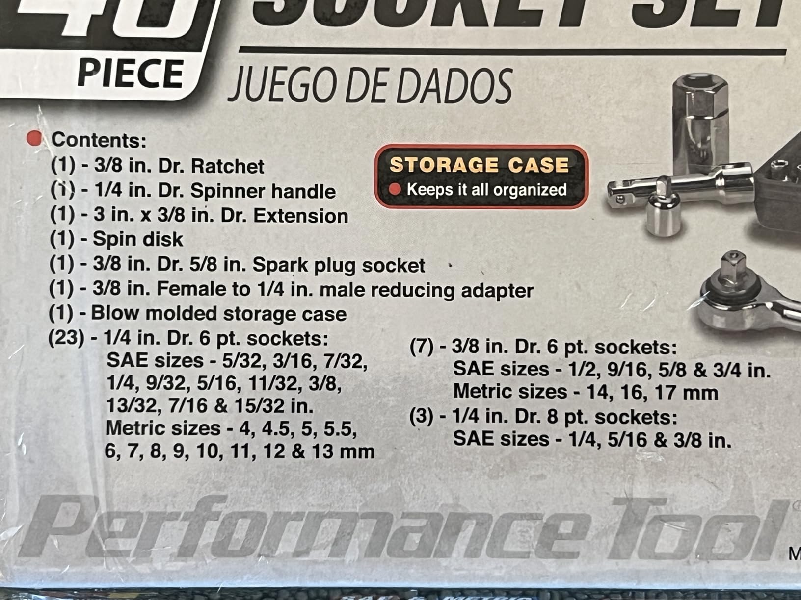Performance Tool W1173 40-Piece SAE and Metric Socket Wrench Set customer photo 1