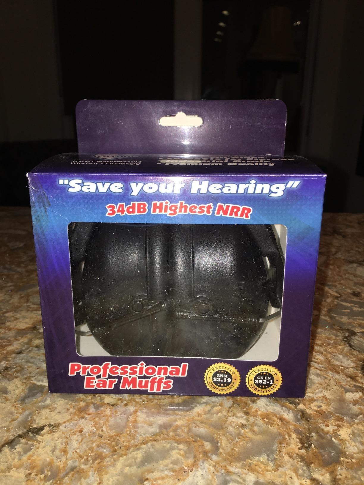 Clear Armor Hearing Protection Adjustable Earmuffs 31.5 dB SNR Black 1 Pack customer photo 1