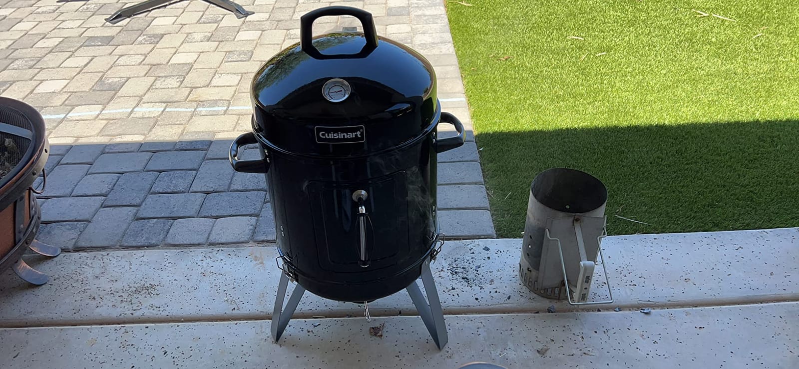 Cuisinart 18” Vertical Charcoal Smoker, Integrated Thermometer, Water Bowl and Dual Vents Perfect for Smoked Brisket, Chrome Plated Grates Smoker Grill for BBQ, Camping, Tailgates customer photo 1