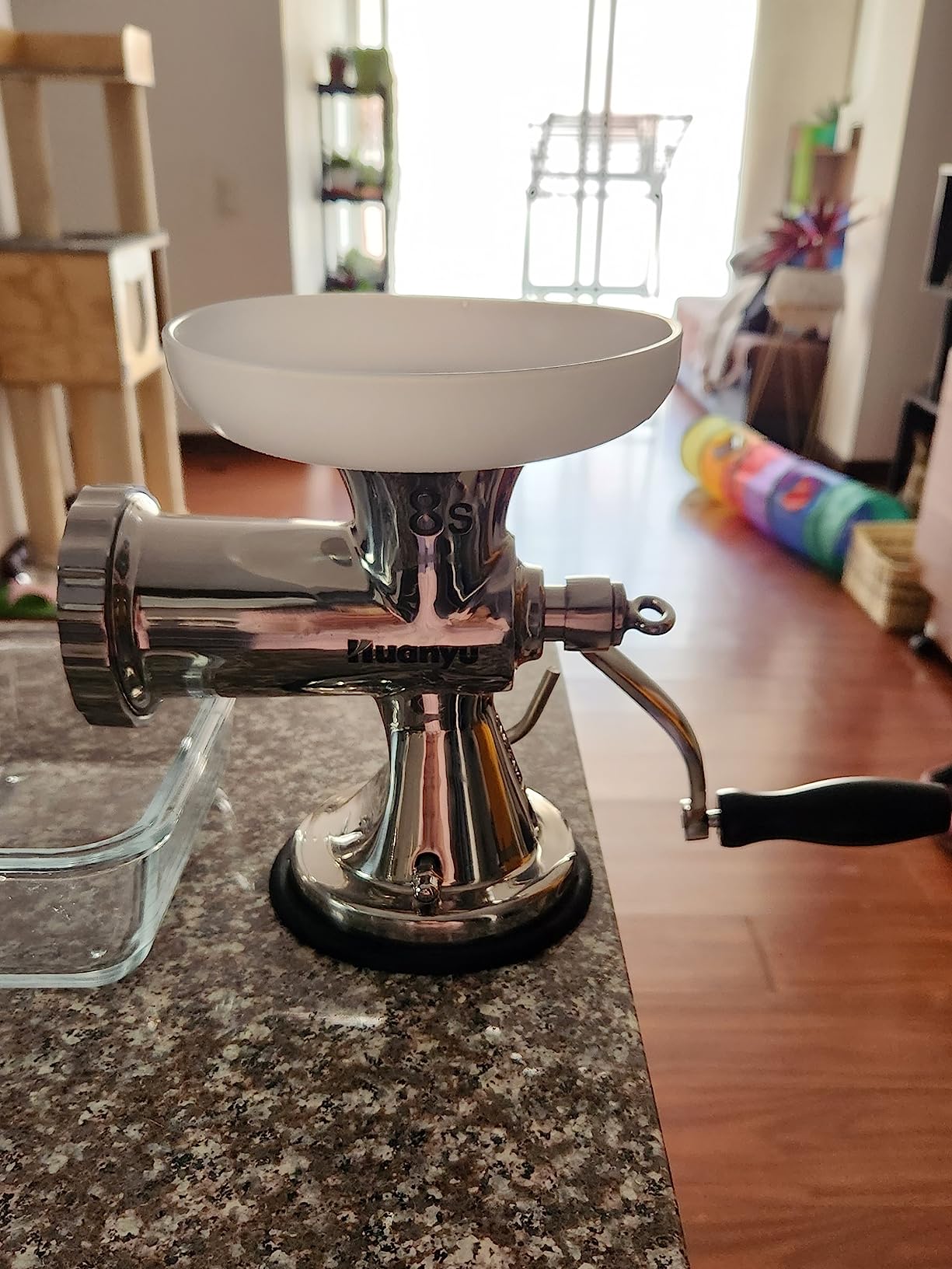 Huanyu Manual Meat Grinder Heavy Duty Stainless Steel Hand Crank Machine customer photo 1