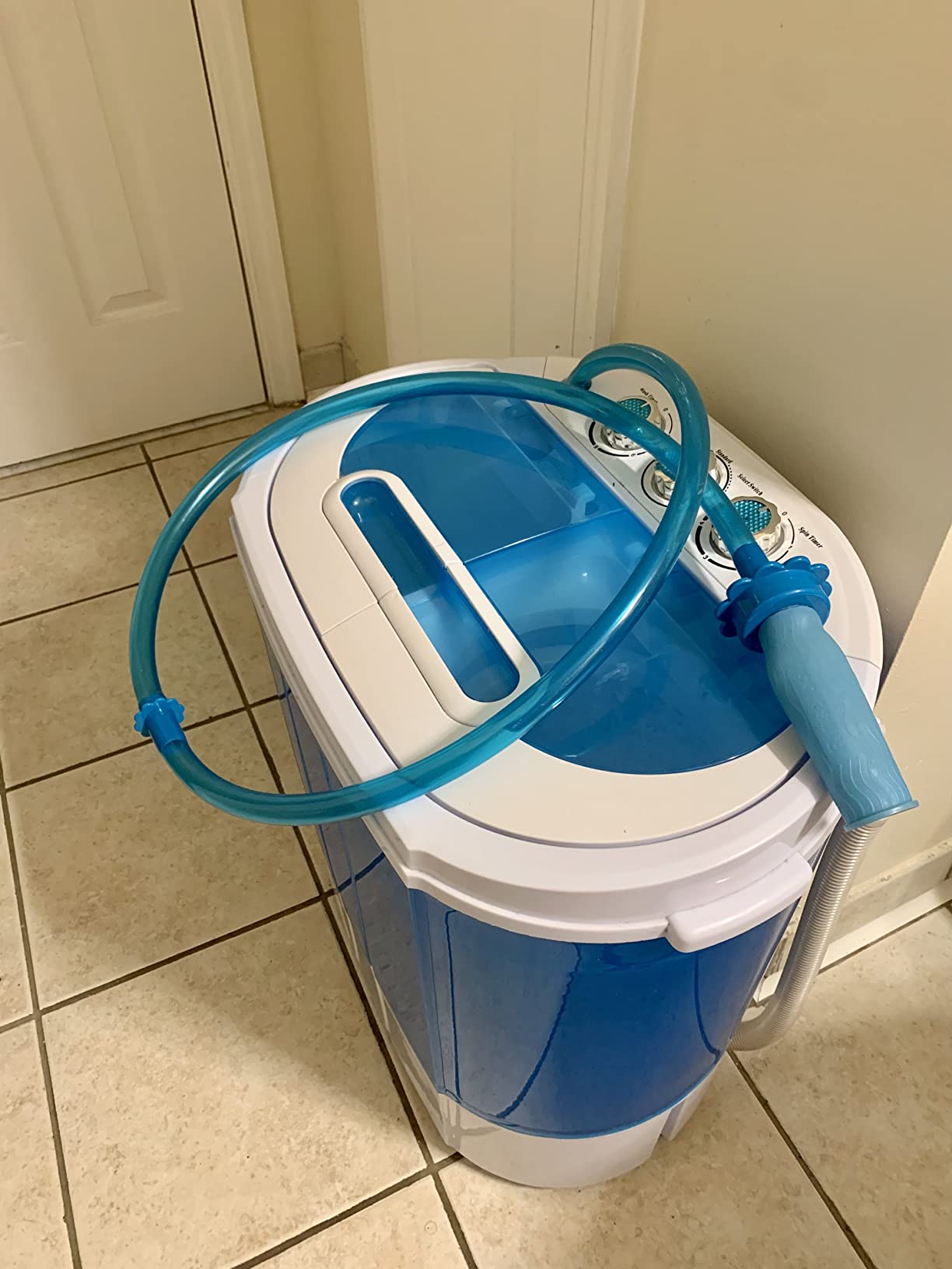 SUPER DEAL Small Portable Washing Machine 9.9lb Mini Compact Washer Twin Tub Laundry Machine Top Load Spinning and Washing Combo 6.57 FT Inlet Gravity Drain Hose customer photo 1