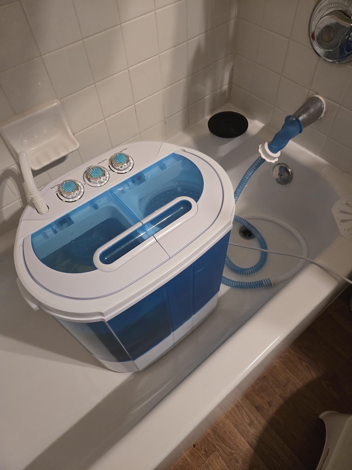 SUPER DEAL Small Portable Washing Machine 9.9lb Mini Compact Washer Twin Tub Laundry Machine Top Load Spinning and Washing Combo 6.57 FT Inlet Gravity Drain Hose customer photo 2