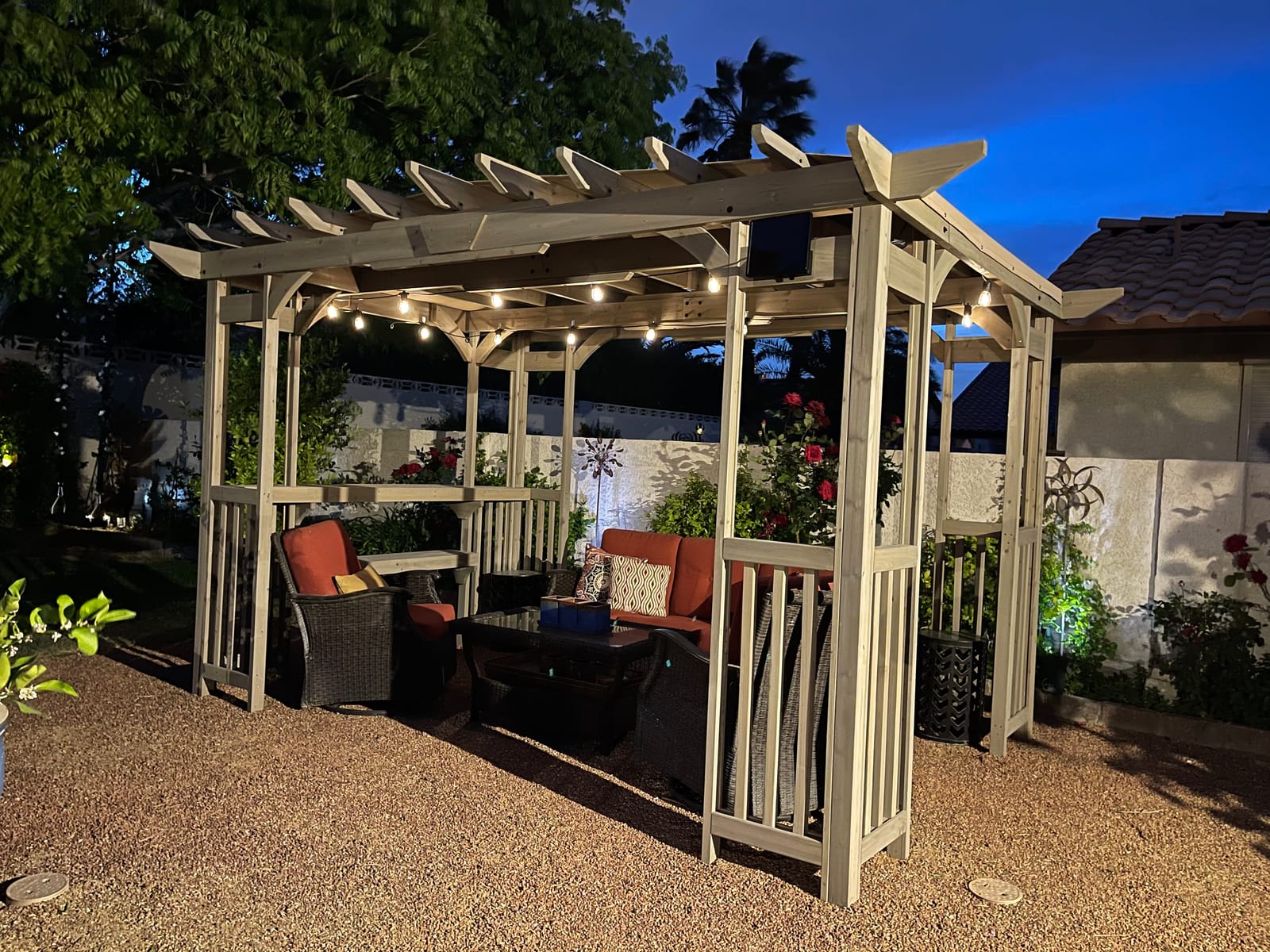 Yardistry 10x14 Madison Cedar Pergola with Removable Snap-on Sunshade, Timber Gray Wood Stain customer photo 2