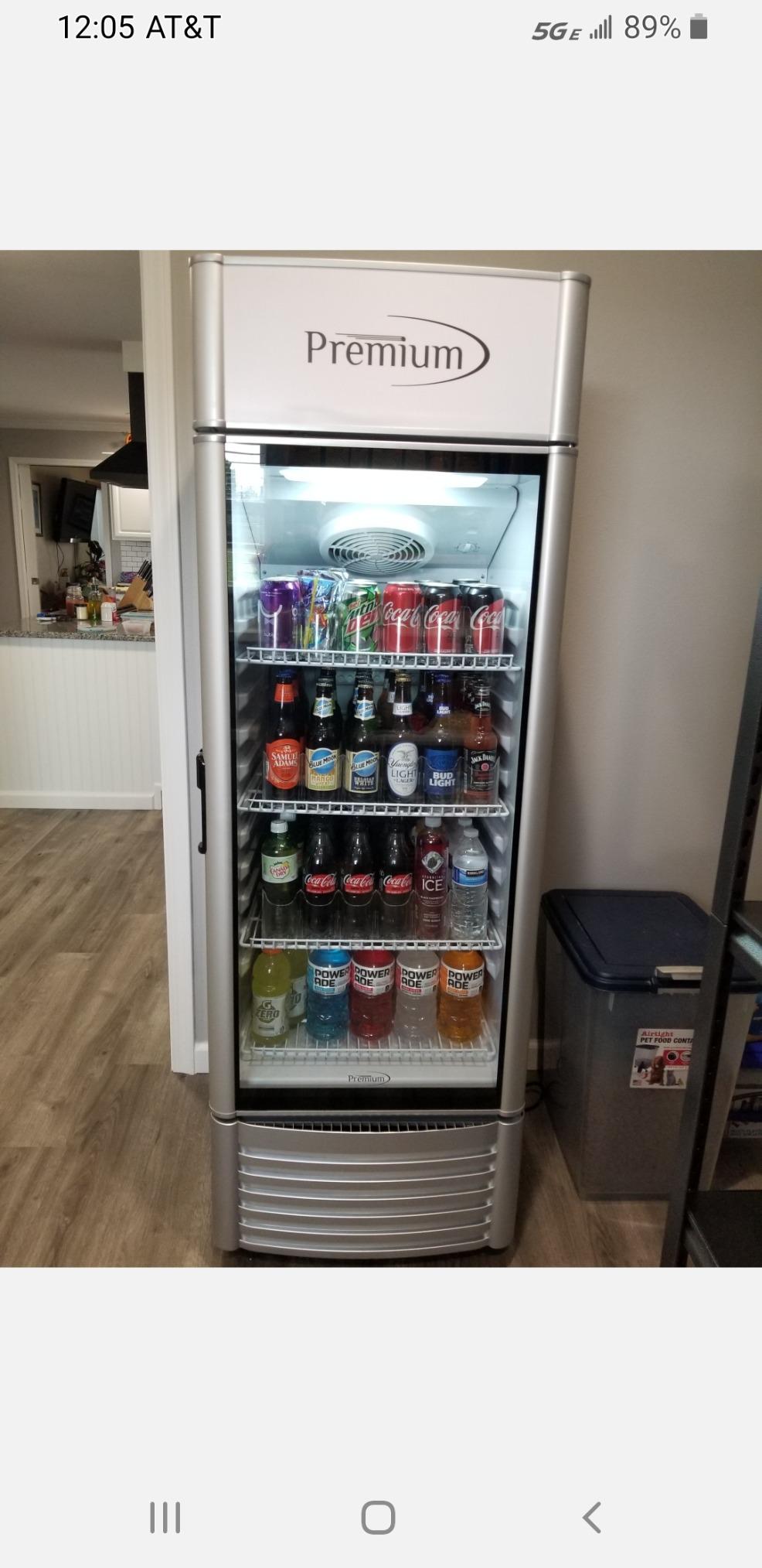 Premium PremiumLevella PRF90DX Glass Door Display Refrigerator 9.0 cu ft Commercial Beverage Cooler Merchandiser With Customizable Lightbox - Silver customer photo 2