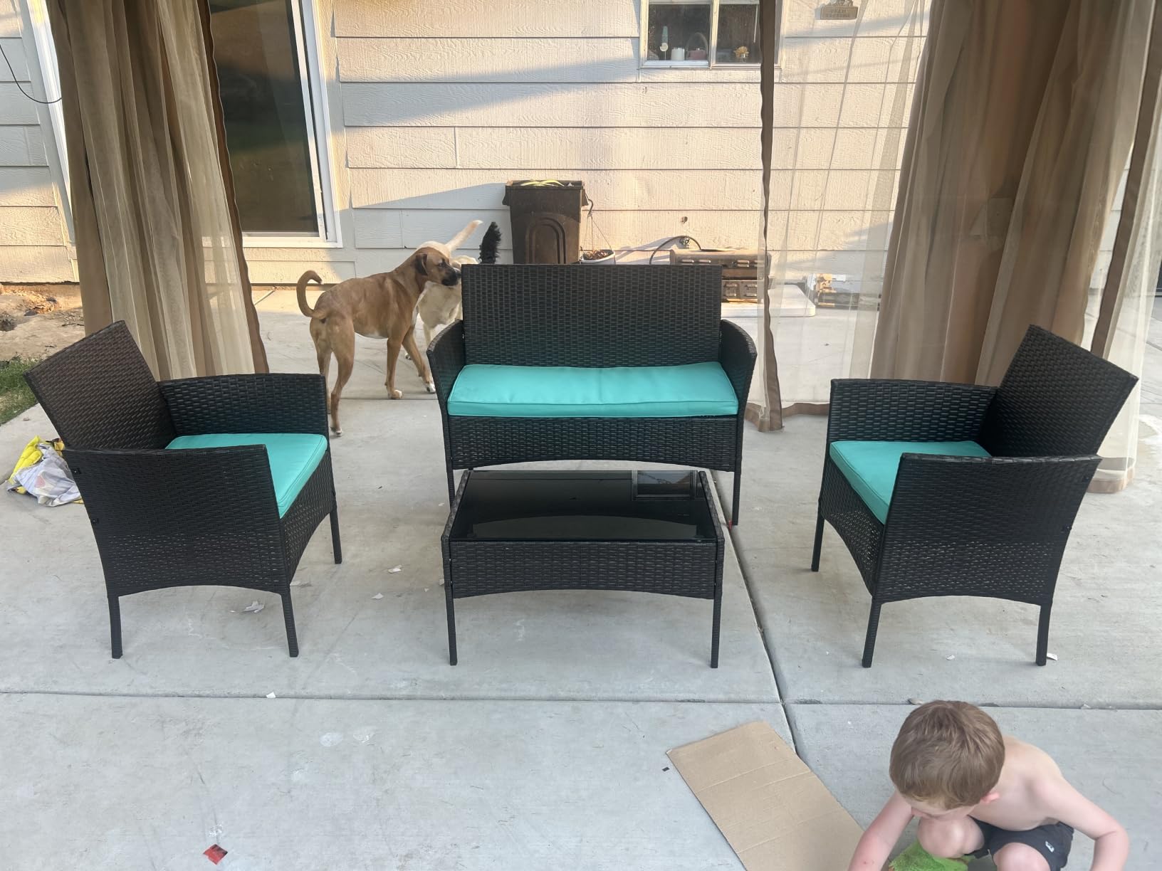 FDW 4-Piece Patio Furniture Set | Black | Outdoor Wicker Furniture customer photo 2