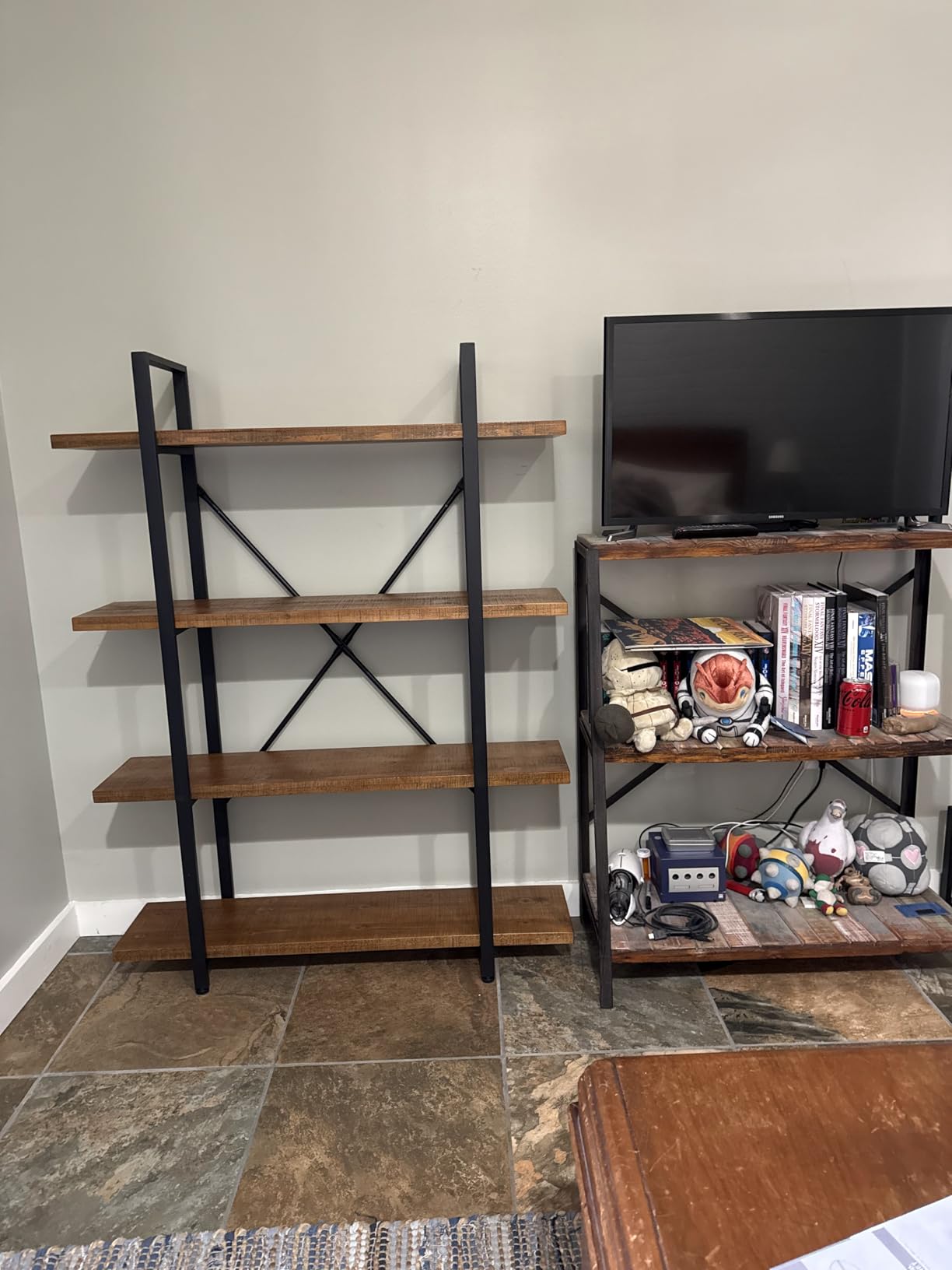 HSH 4 Tier Industrial Solid Wood Bookshelf, Distressed Brown customer photo 2