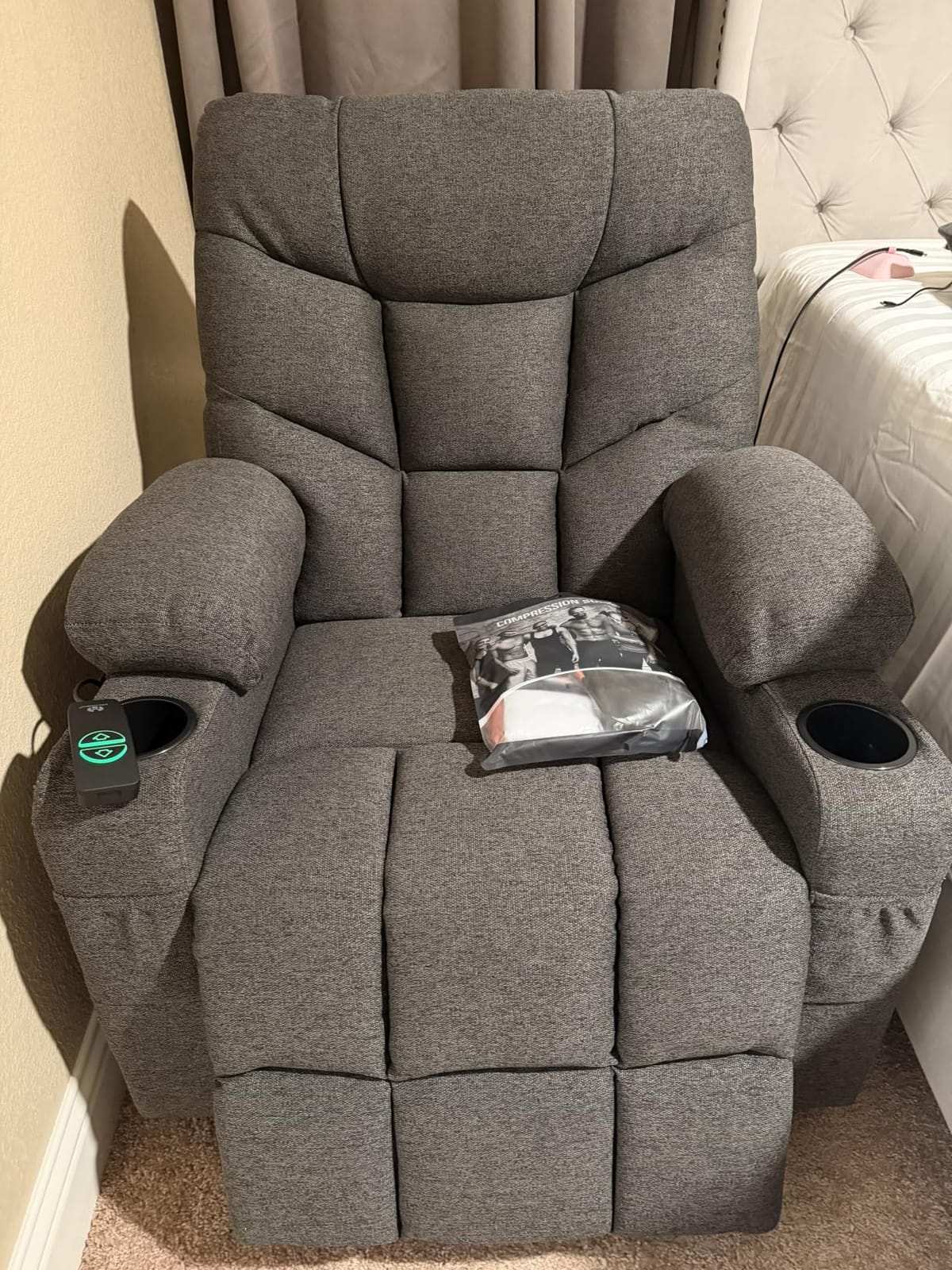 MCombo Power Lift Recliner for Elderly, Fabric 7287 (Dark Gray, Medium) customer photo 2