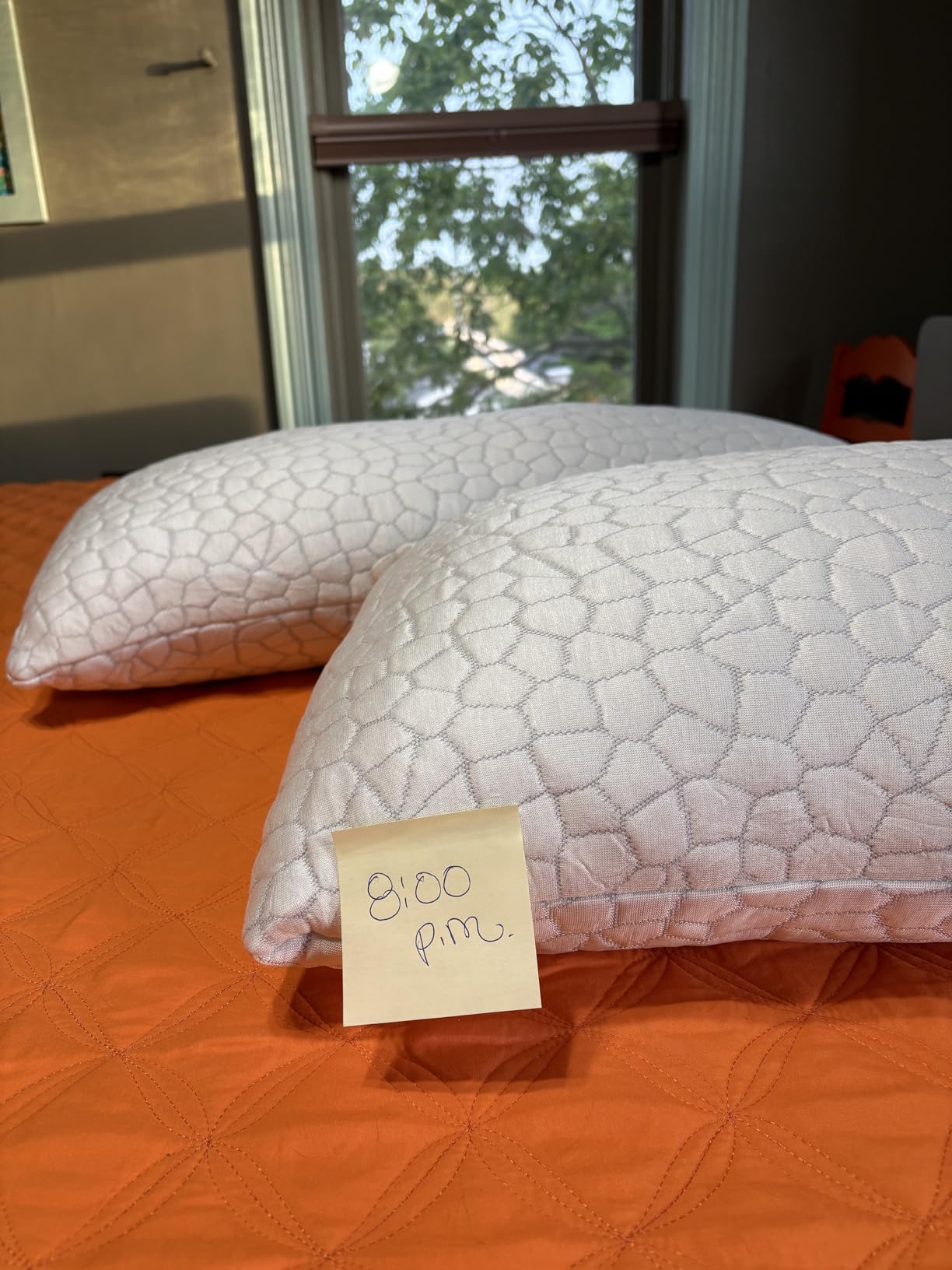 QUTOOL Cooling Pillow for Sleeping, CertiPUR-US Shredded Memory Foam Queen Pillows Set of 2, Cool Pillow for Hot Sleepers Adjustable Firm Pillow for Side, Back, Stomach Sleepers Soft Yet Support,White customer photo 1
