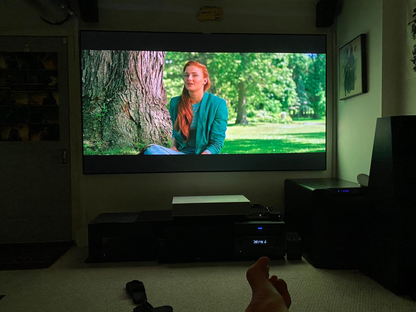 LG HU85LA 120” 4K UHD Resolution (3840 x 2160) Laser Smart Home Theater CineBeam Ultra Short Throw Projector, 2700 ANSI Lumen, Smart TV enabled, Alexa Built-in, HDR10, with Magic Remote - White customer photo 2