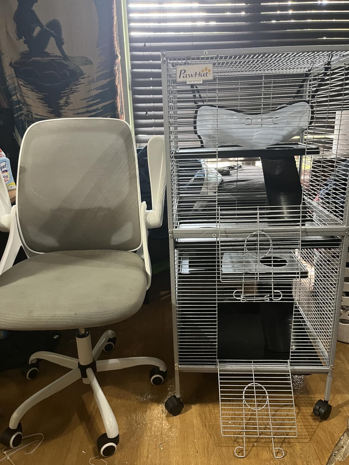 PawHut Metal Small Animal Cage, 5-Tiers Rolling Big Ferret Cage, Gray customer photo 1