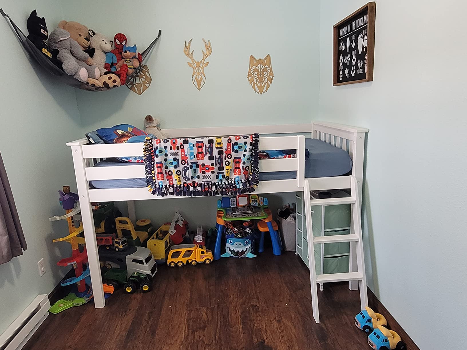 Max & Lily Low Loft Bed, Twin Bed Frame For Kids, White customer photo 1