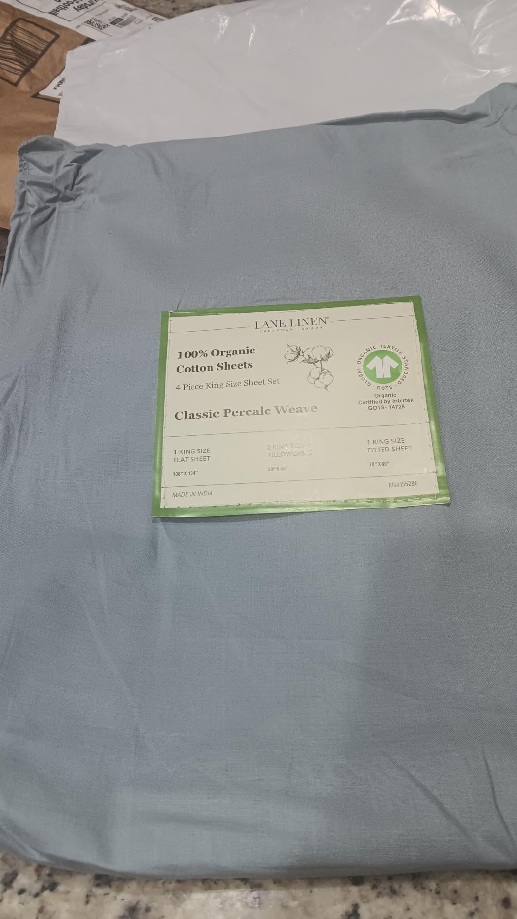 LANE LINEN 100% Organic Cotton Queen Size Sheets Set, Eco Friedly Mercerized Fully Elasticized Queen Sheets, Naturally Temperature Regulating Cooling Cotton Sheets- Linen customer photo 1