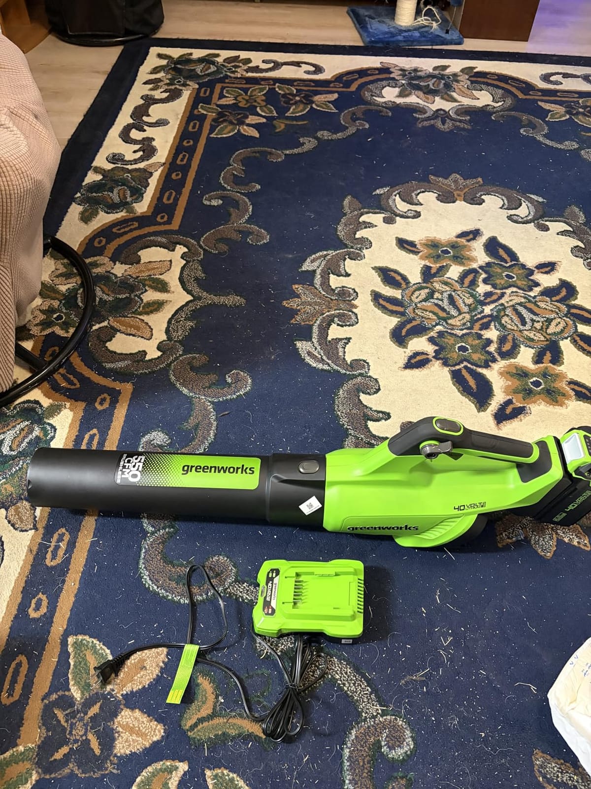 Greenworks 40V Electric Leaf Blower, 550 CFM, 4.0 Ah Battery and Charger customer photo 1