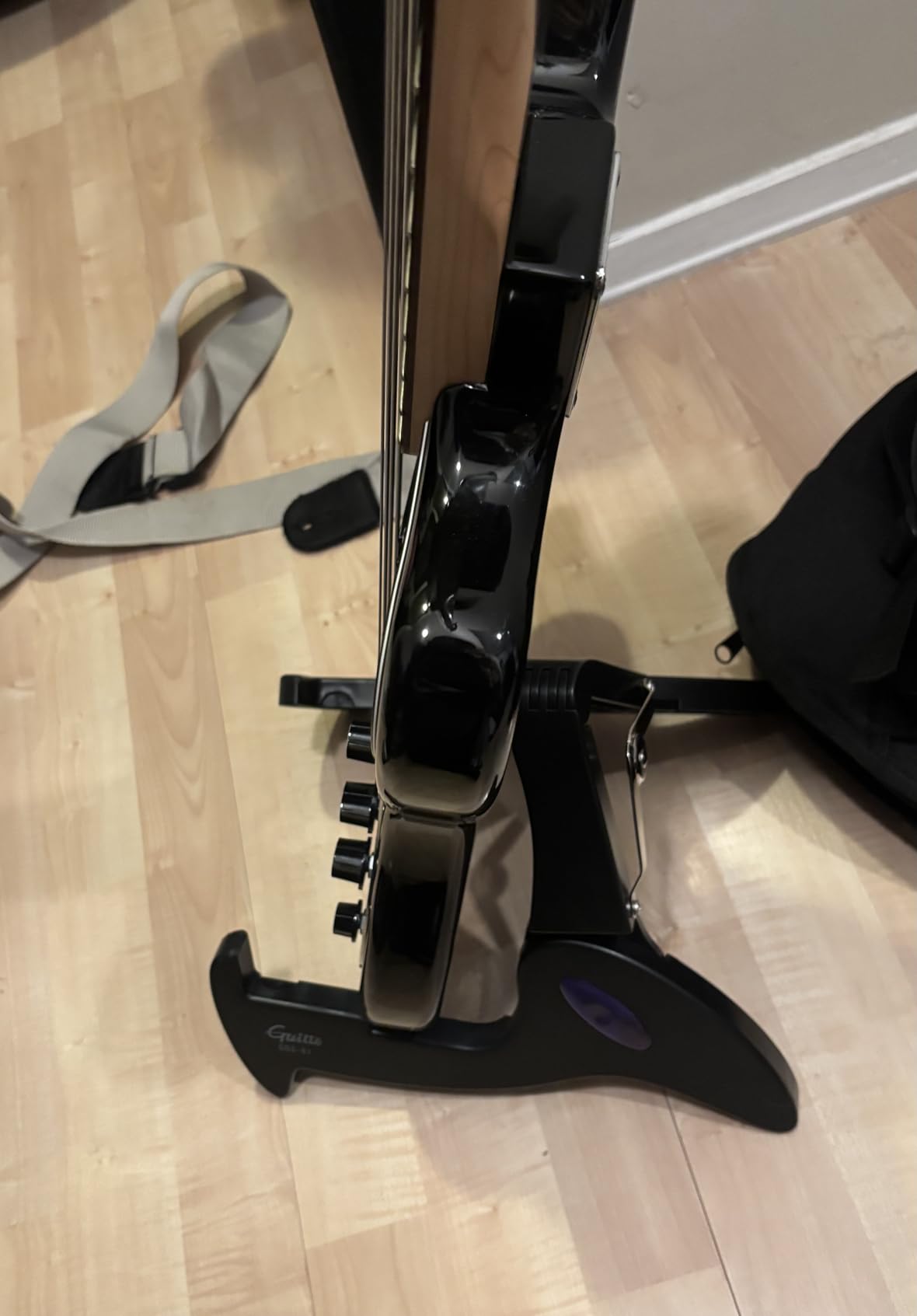 GUITTO Guitar Stand Tripod Adjustable Classic A-Frame Stand Universal for Acoustic and Bass Electric Guitars Folding Floor Travel Stand Small Single Holder (GGS-01) customer photo 1