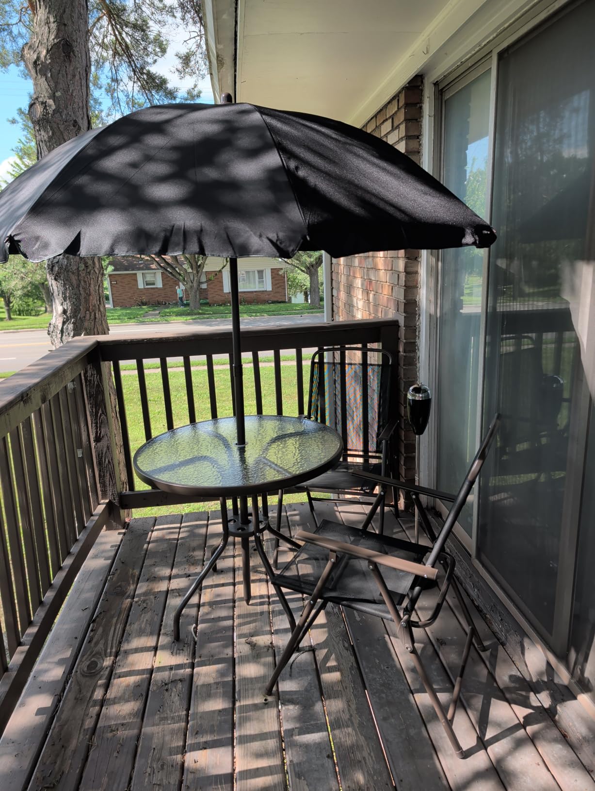 Outsunny 6 Piece Outdoor Patio Dining Set for 4 with Umbrella Black/Coffee customer photo 1