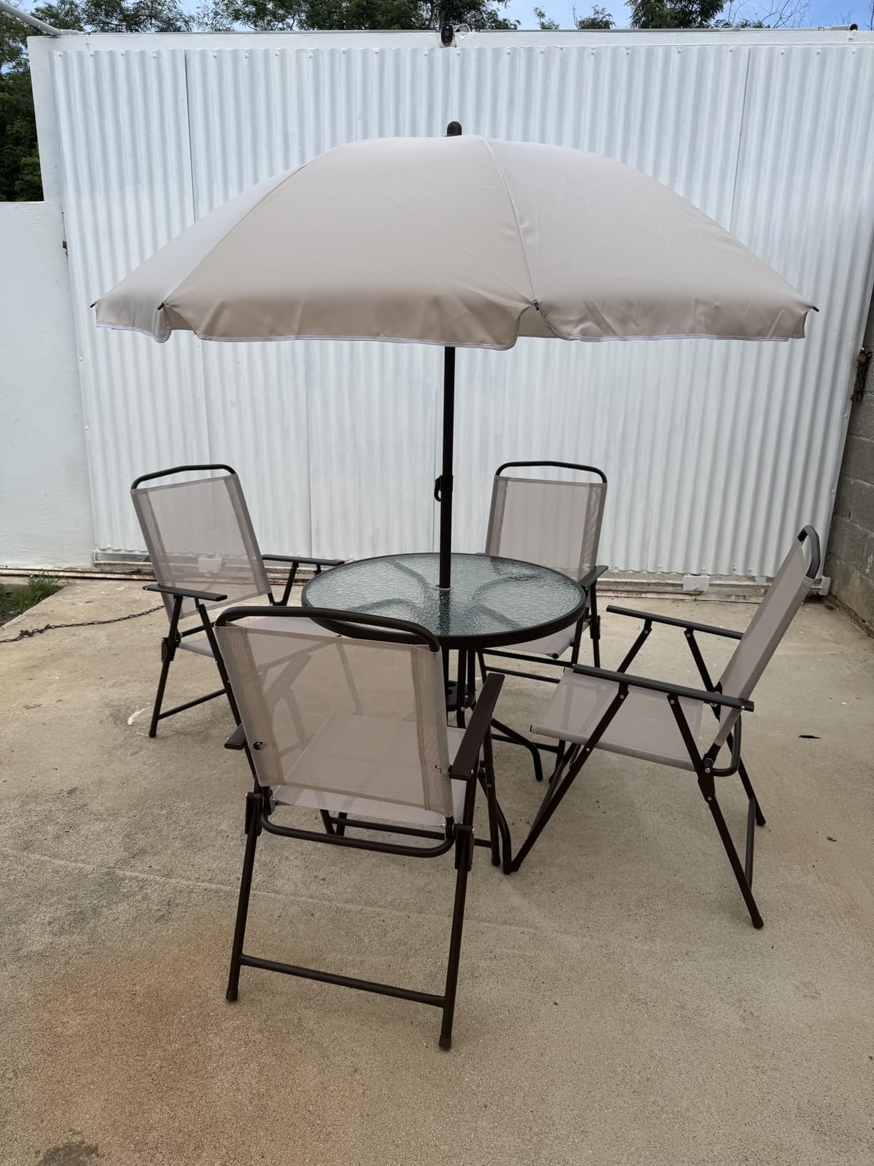 Outsunny 6 Piece Outdoor Patio Dining Set for 4 with Umbrella Black/Coffee customer photo 2