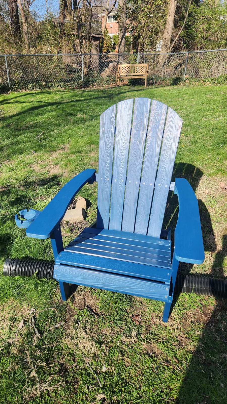 YEFU Adirondack Chair with Cup Holder, All-Weather Outdoor Chair, Blue customer photo 2