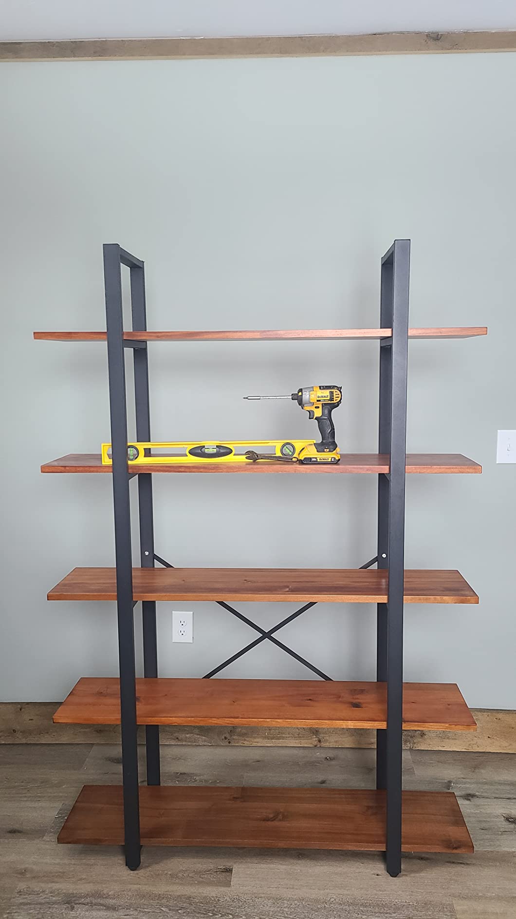 CONSDAN Industrial Bookshelf, USA Grown Hardwood, Real Wood Bookshelves, Modern Open Rustic Bookcase, Storage Shelf, Display Shelf, Poplar Solid Wood-5 Tier Shelf customer photo 1