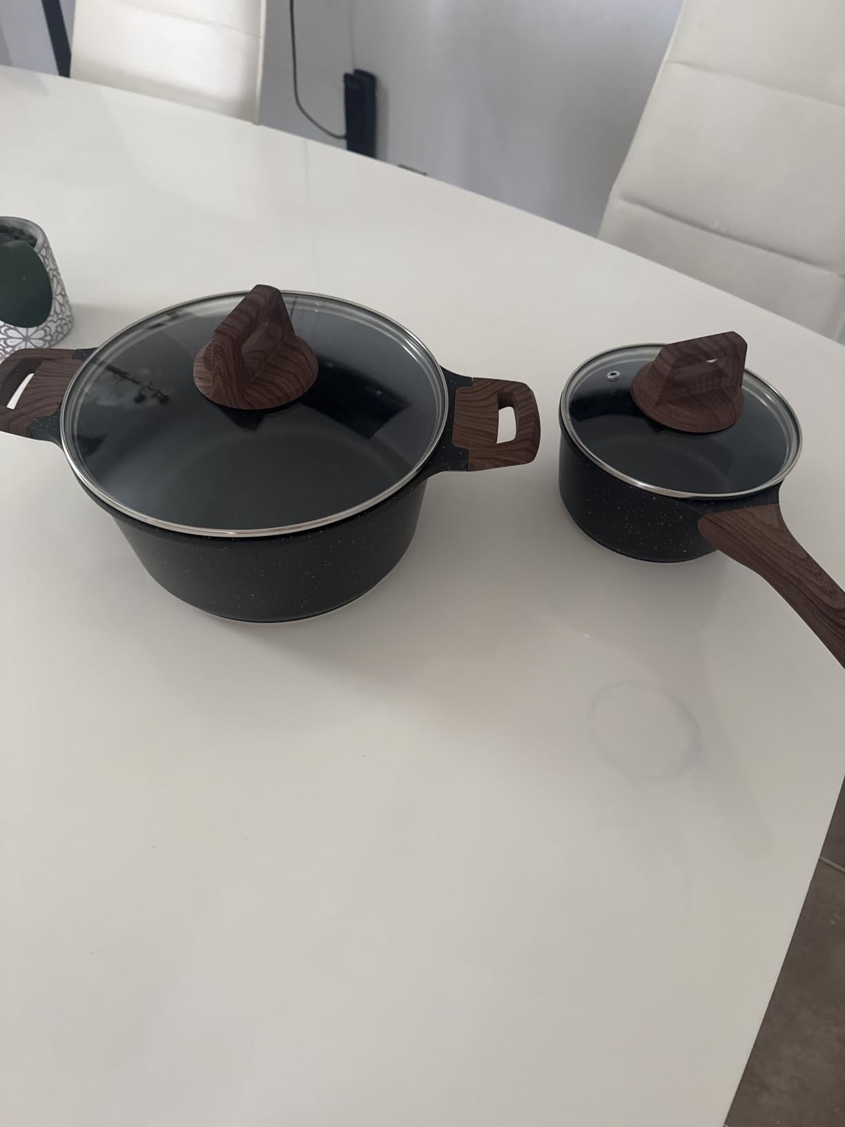 ESLITE LIFE Nonstick Cookware Sets, 12 Pcs Granite Coating Pots and Pans Set Kitchen Cooking Set, Compatible with All Stovetops (Gas, Electric & Induction), PFOA Free, Black customer photo 1