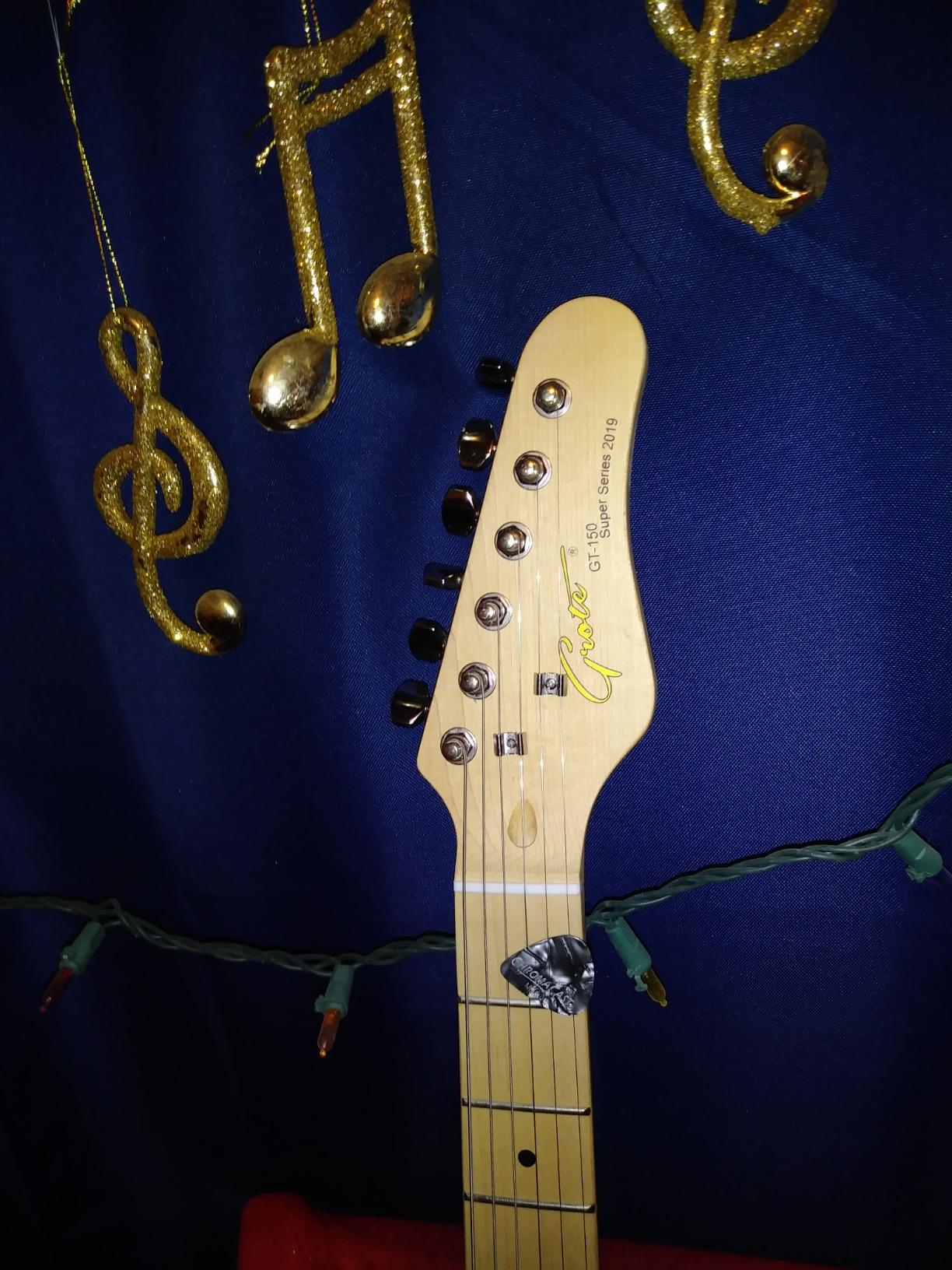 Grote Electric Guitar Semi-Hollow Body Single F-Hole Printed Tele Style Guitar Full-Size Basswood with Canadian Maple neck Chrome Hardware(Black) customer photo 1