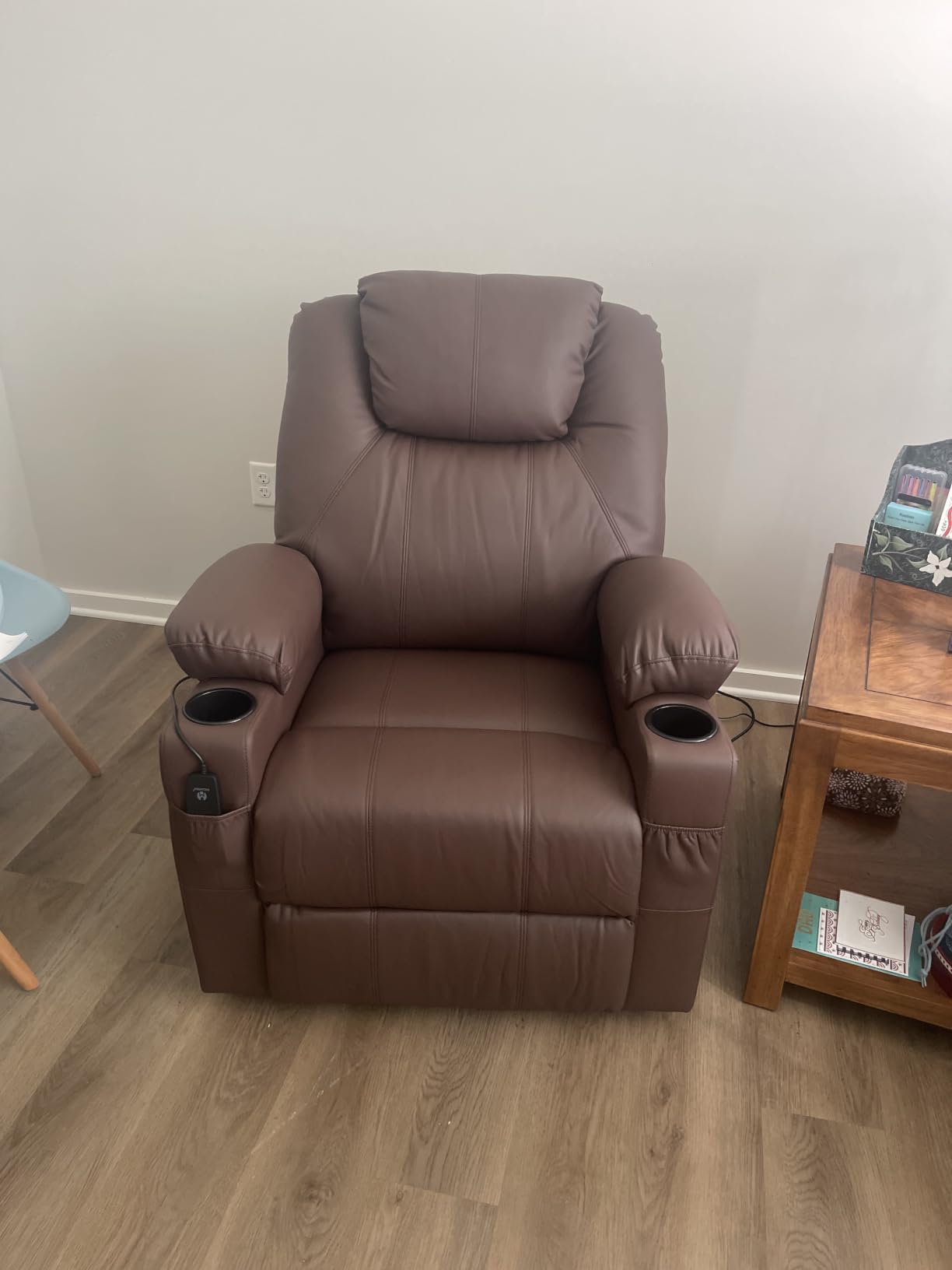 MCombo Electric Power Lift Recliner Chair Sofa with Massage and Heat for Elderly, 3 Positions, 2 Side Pockets, and Cup Holders, USB Ports, Faux Leather 7040 (Grey, Medium) customer photo 1