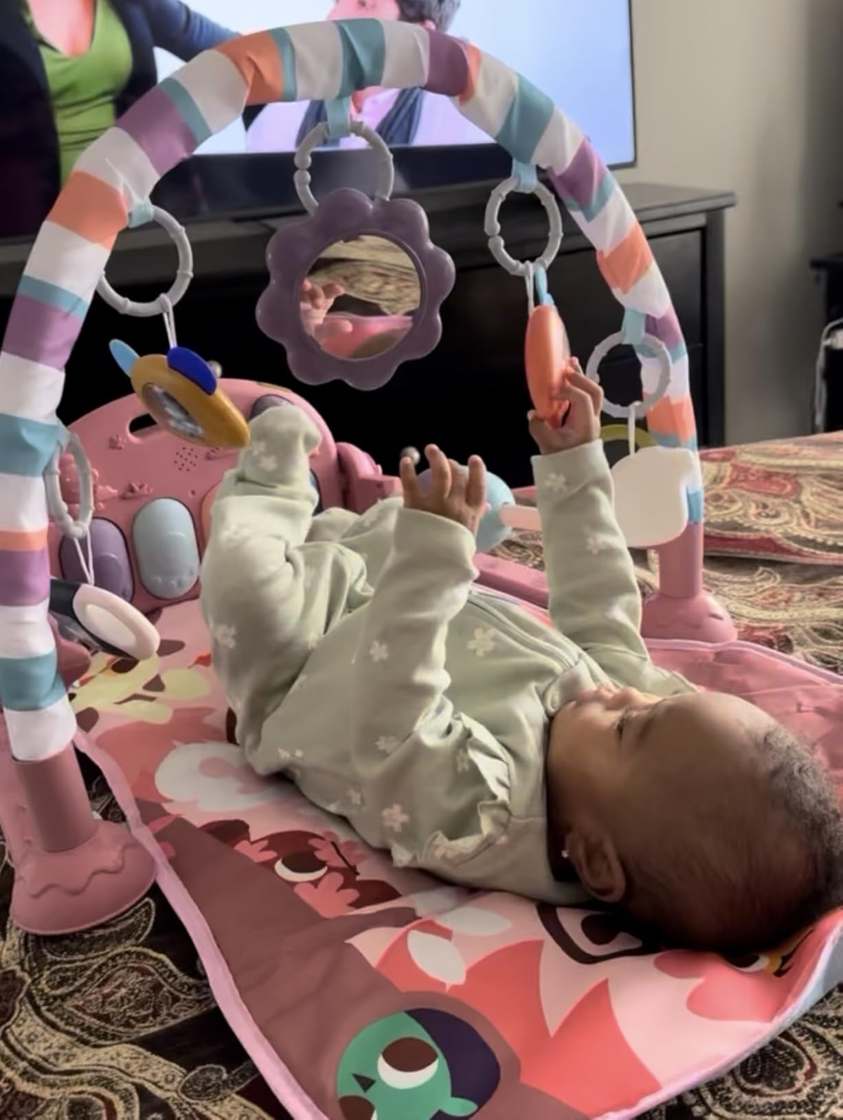 dearlomum Pink Tiger Theme Baby Play Mat Gym with Kick & Play Piano customer photo 2