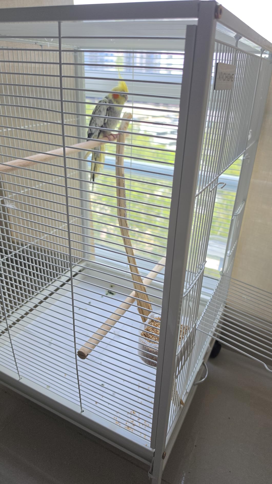 VIVOHOME Wrought Iron Bird Cage with Rolling Stand, 30 Inch Height customer photo 2