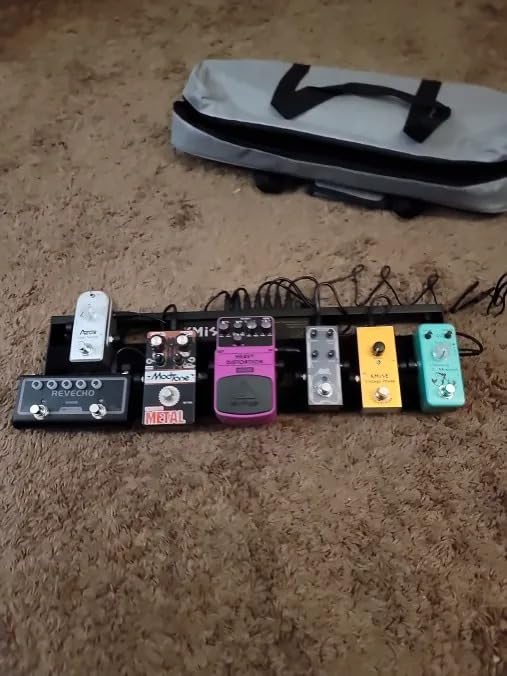 Guitar Pedalboard with Built-in Power Supply Pedal Board Aluminium Alloy 1.8lb Lightweight 19x5 Inch Black Pedal Board with Power Supply, Carrying Bag, Guitar Pedal Cable, Hook Tape customer photo 1