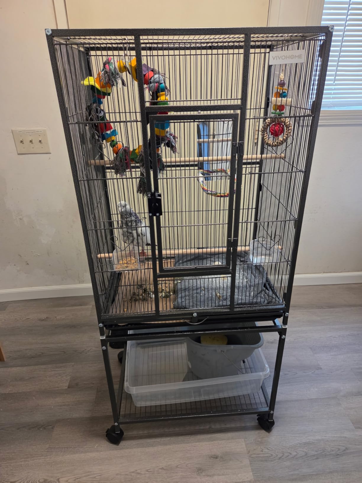 VIVOHOME 54 Inch Wrought Iron Large Bird Cage with Rolling Stand customer photo 2