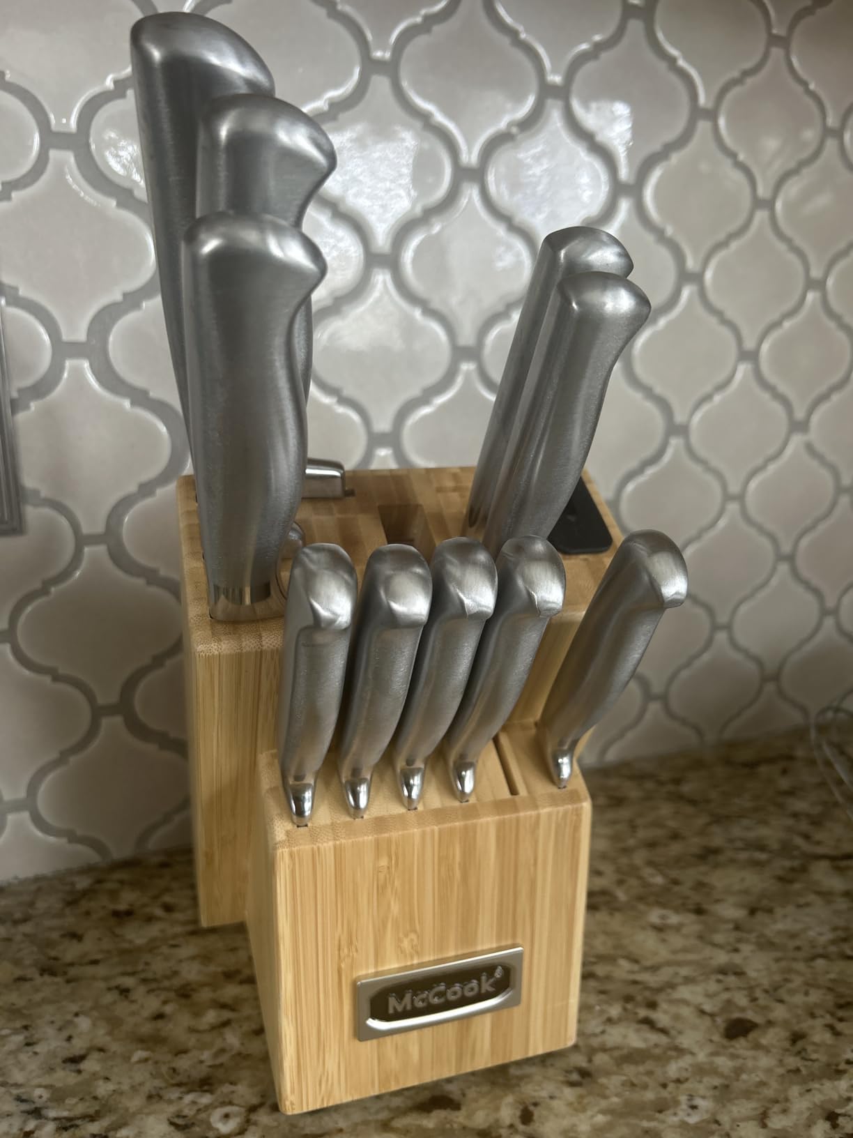 McCook Knife Set Kitchen Steel Knife Block Set w Built-in Sharpener customer photo 2