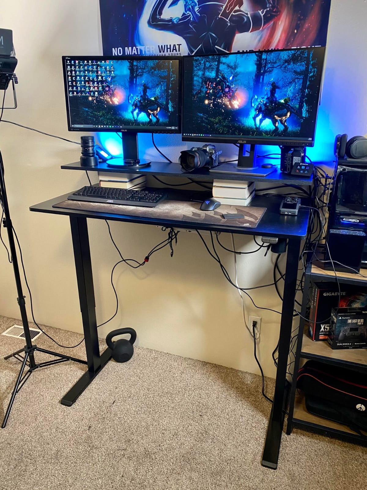 FlexiSpot E6 Bamboo 3-Stage Dual Motor 60 x 30 Electric Standing Desk Sit Stand Up Desk, Holds 220 lbs, Adjustable Height w/ Memory Presets, Solid Bamboo Desktop & Black Frame, Ships in 2 Boxes customer photo 2