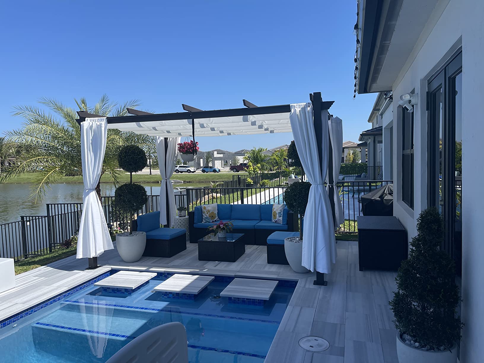 PURPLE LEAF Outdoor Pergola 10' x 13' with Retractable Metal Canopy, Grey customer photo 2