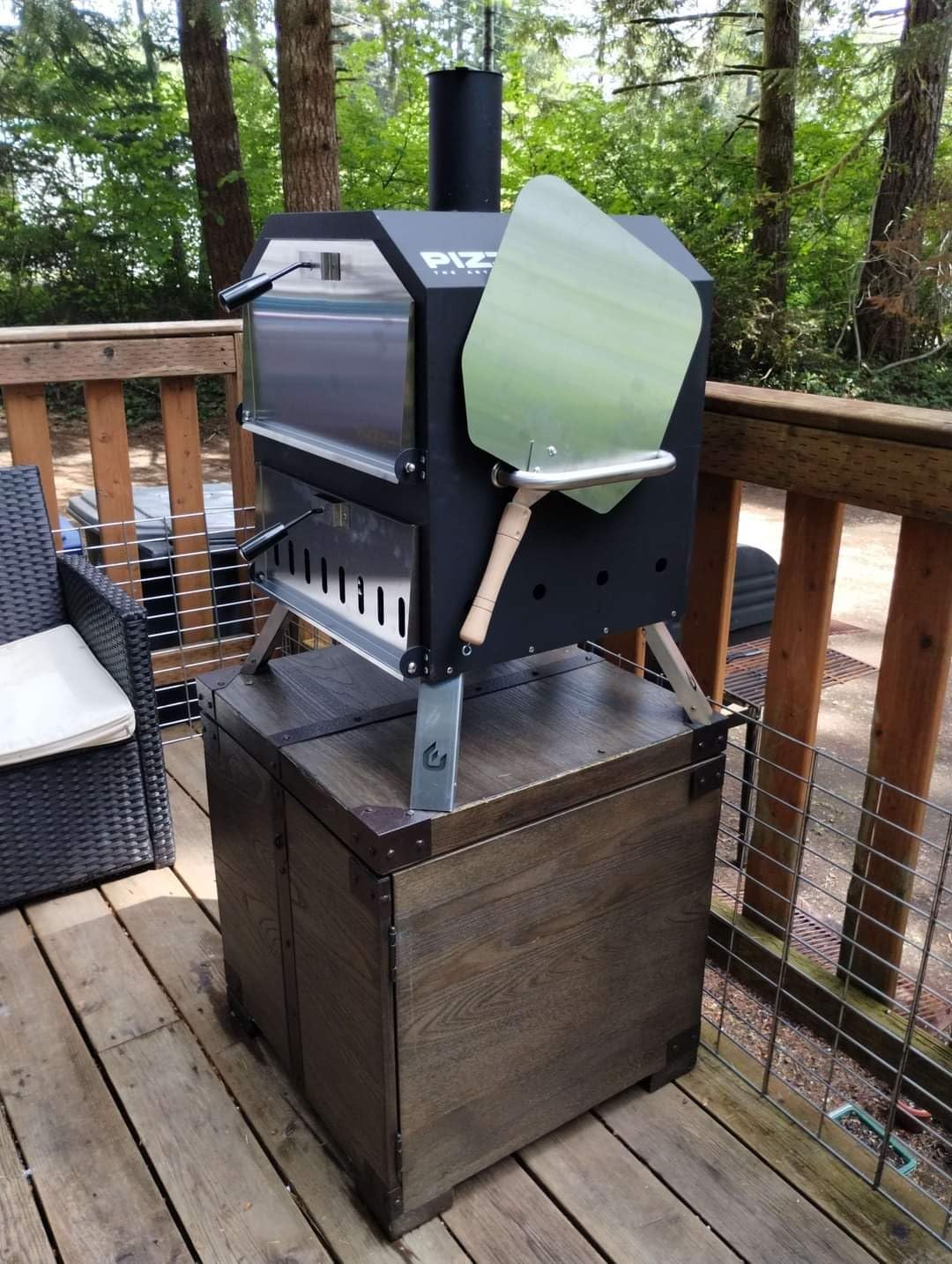 Pizzello Outdoor Pizza Oven Wood Fired 2-Layer Pizza Ovens Outside Pizza Maker with Stone, Pizza Peel, Cover,Removable Cooking Rack for Camping Backyard BBQ (Black) customer photo 1