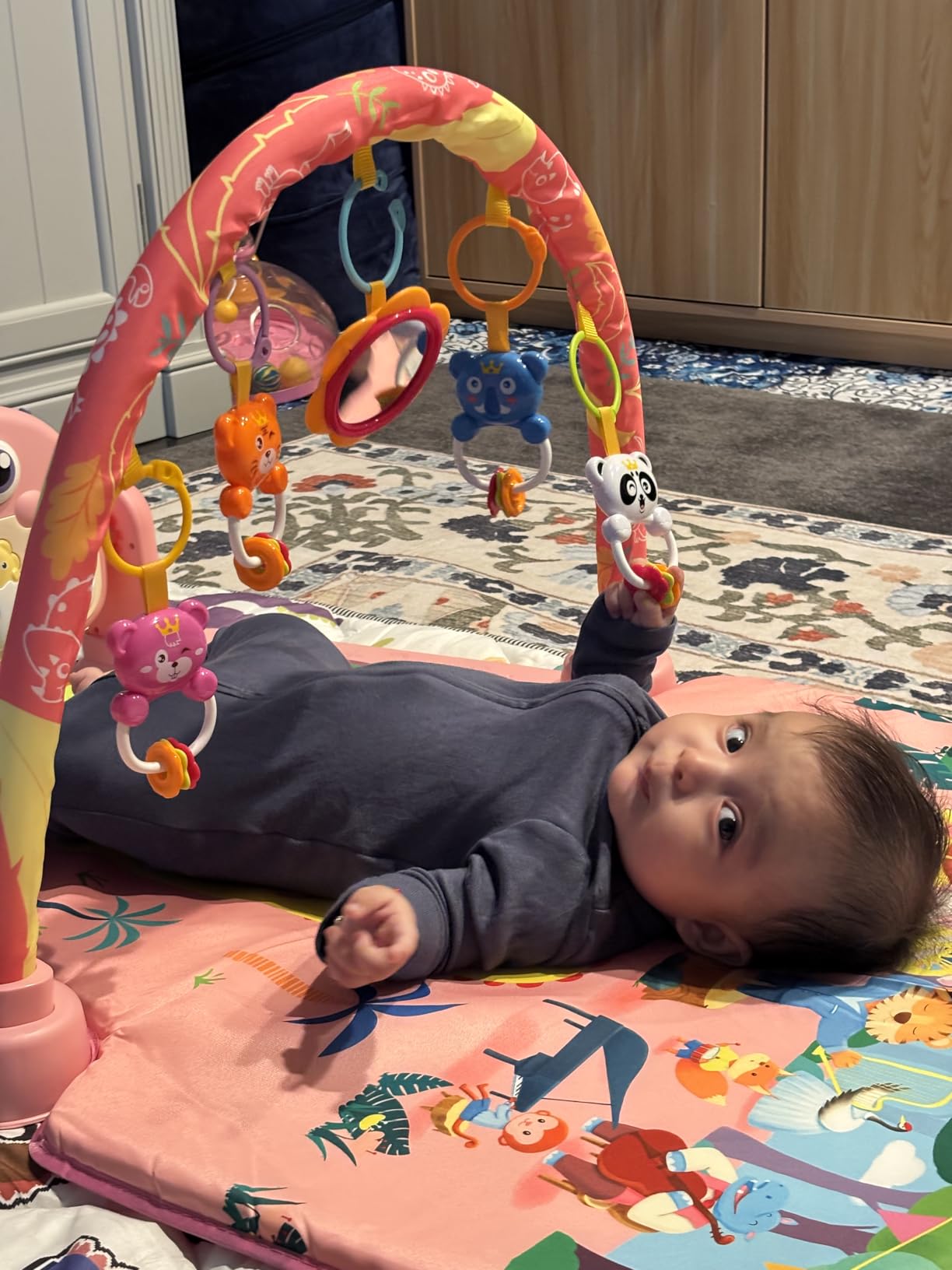 UMIKU Baby Gym Play Mat Baby Gifts Tummy Time Mat Activity Center, Dinosaur customer photo 1