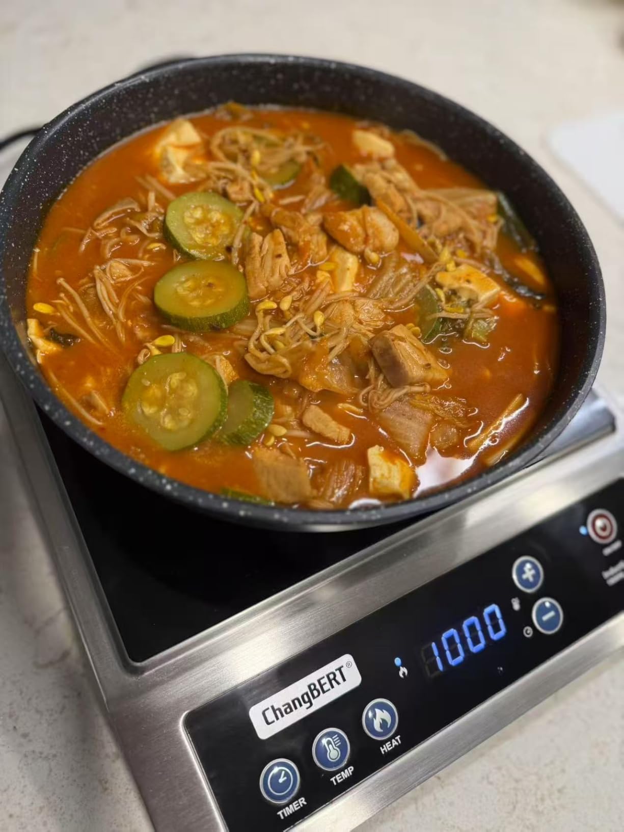 ChangBERT Induction Cooktop, Commercial Grade Portable Cooker, Large 8” Heating Coil, Premium Stainless Steel Countertop Burner with NSF Certified, 10 Hours Timer Powerful 1800W Professional Hot Plate customer photo 2
