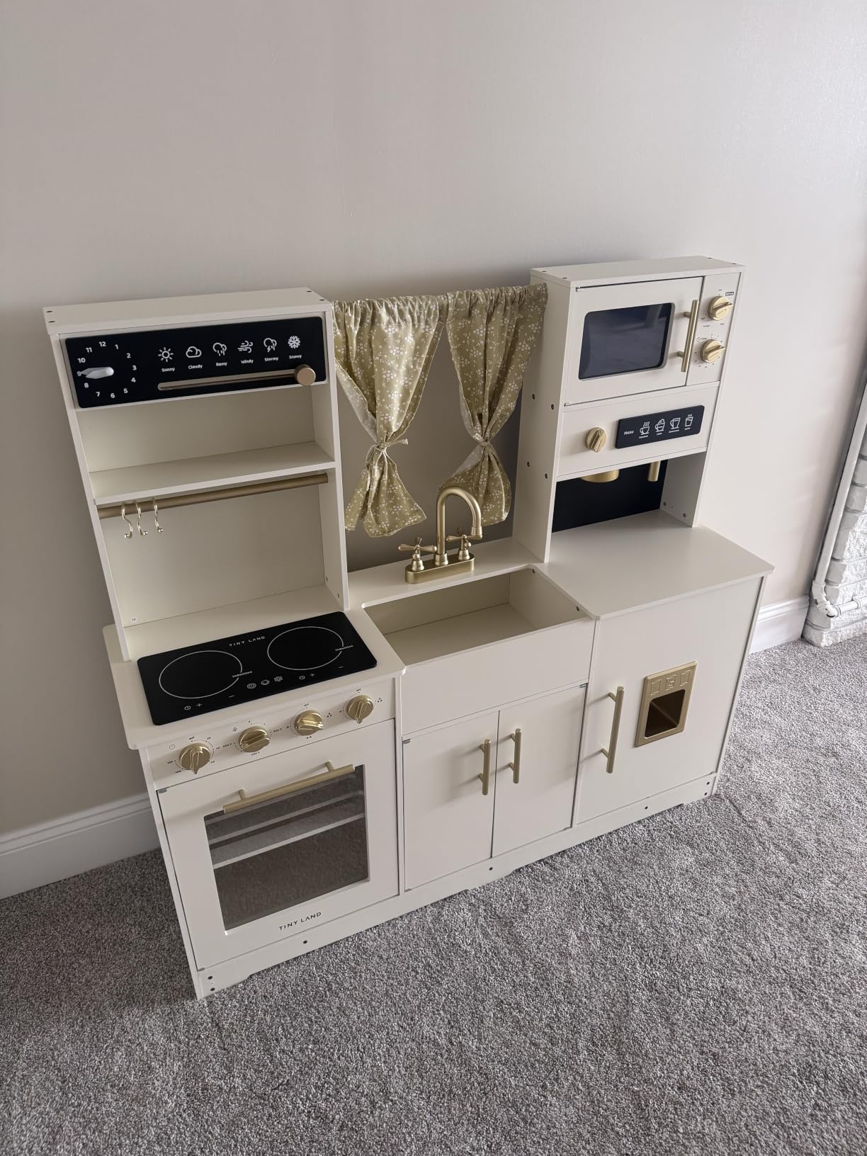 Tiny Land Play Kitchen for Kids – Modern Home Design with Fabric Curtains customer photo 2